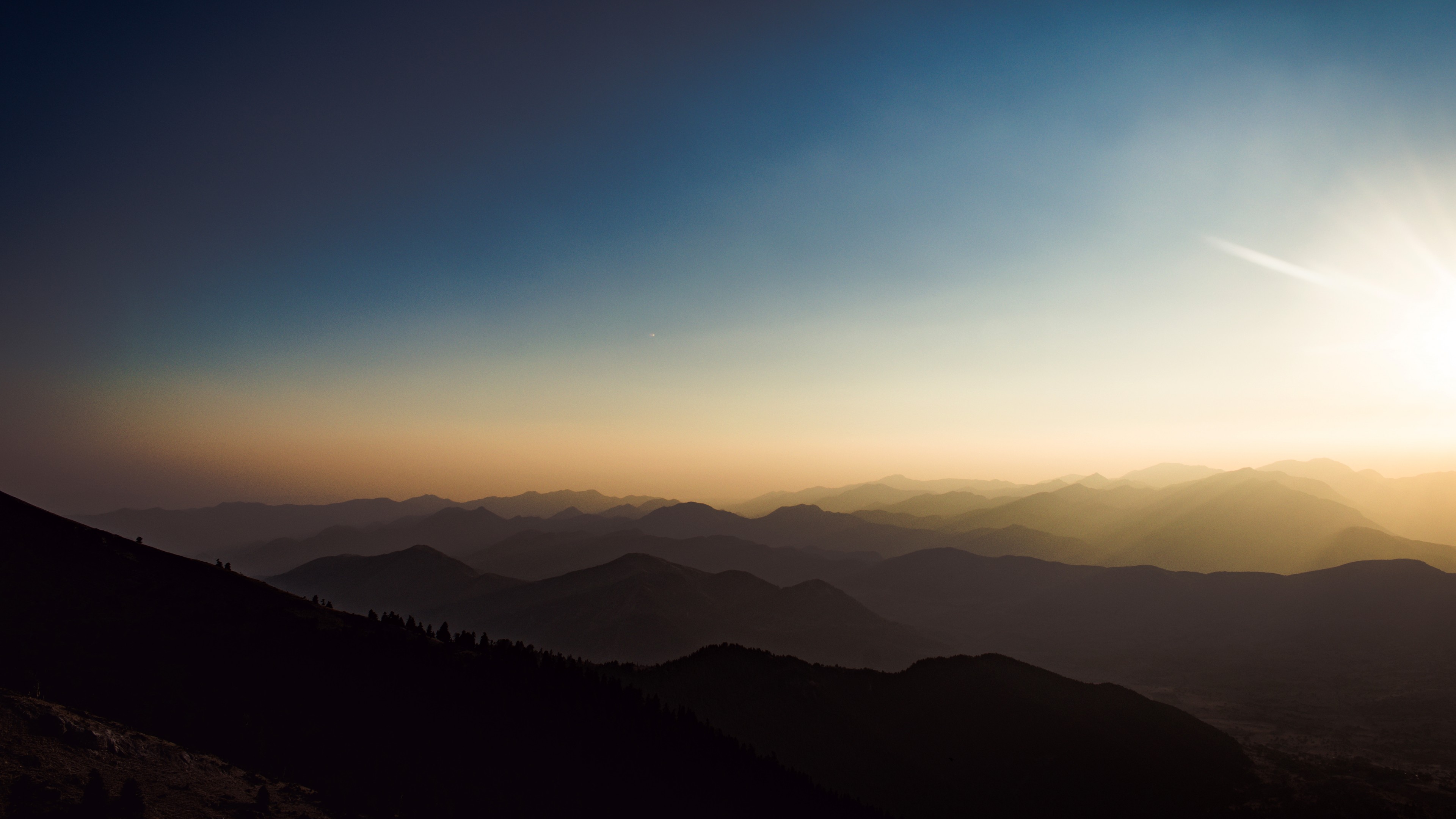 General 3840x2160 mountains sunset nature landscape blue yellow sky