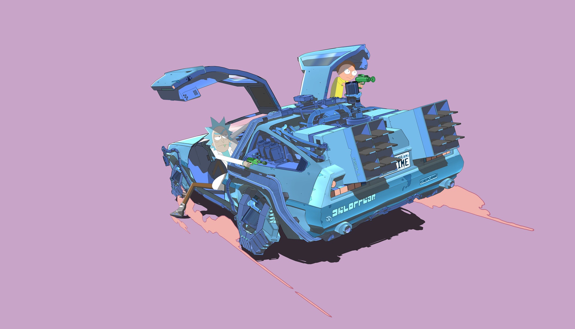 General 1920x1101 Rick and Morty simple background DeLorean Time Machine car vehicle