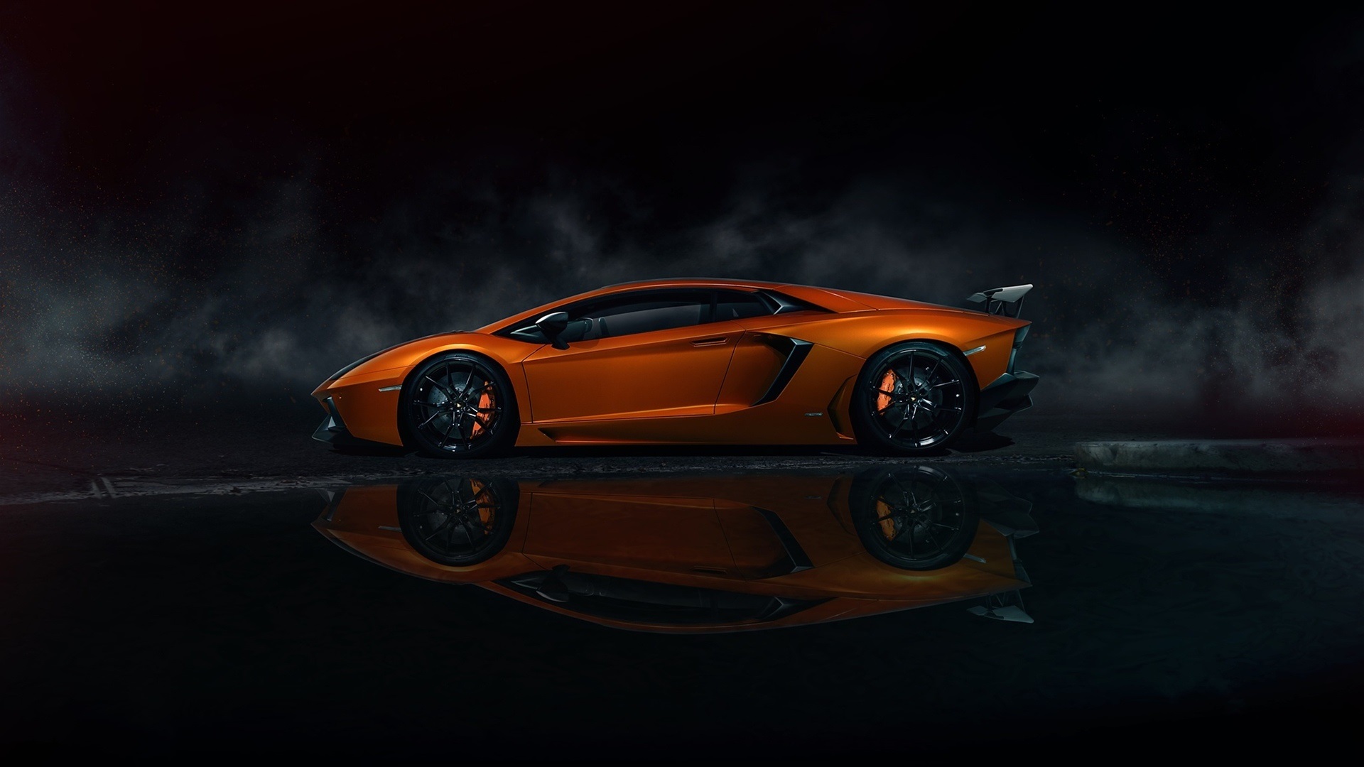 General 1920x1080 Lamborghini orange cars car vehicle supercars reflection dark