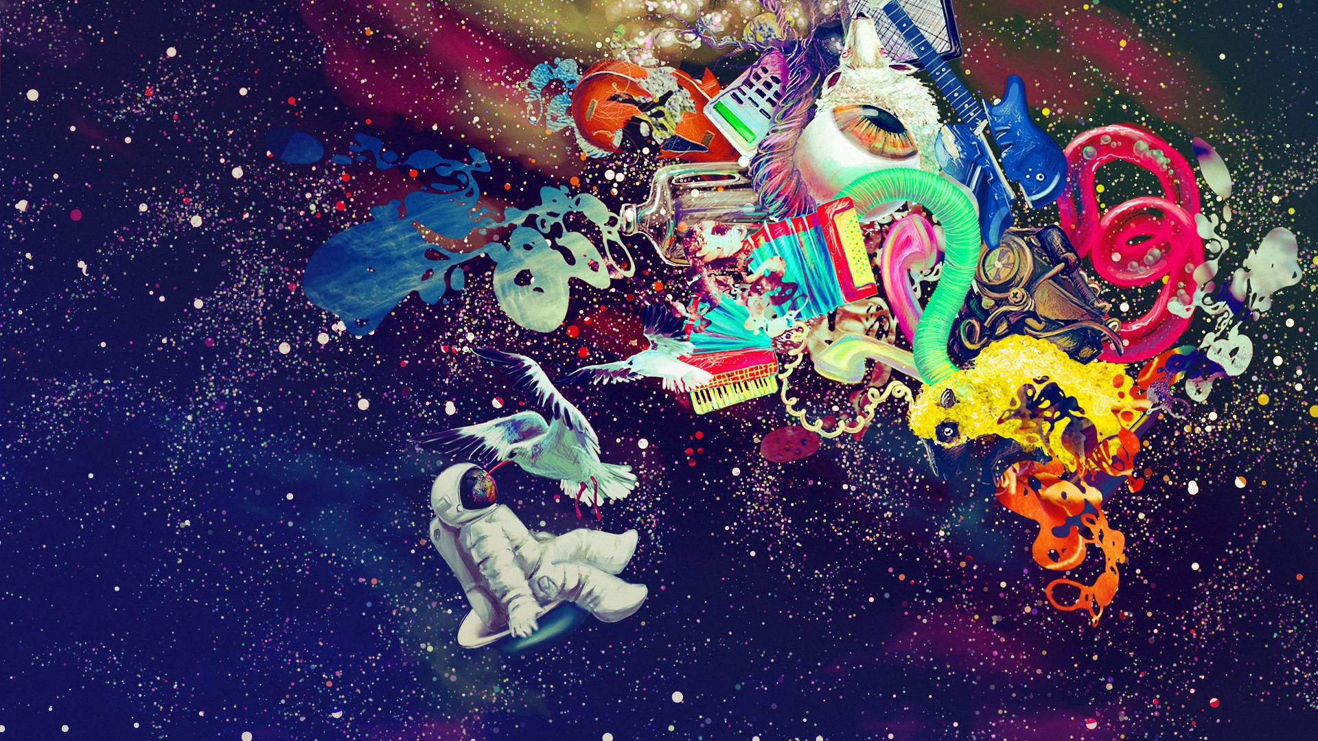 General 1920x1080 space colorful astronaut psychedelic digital art eyeball stars guitar Cooler Master