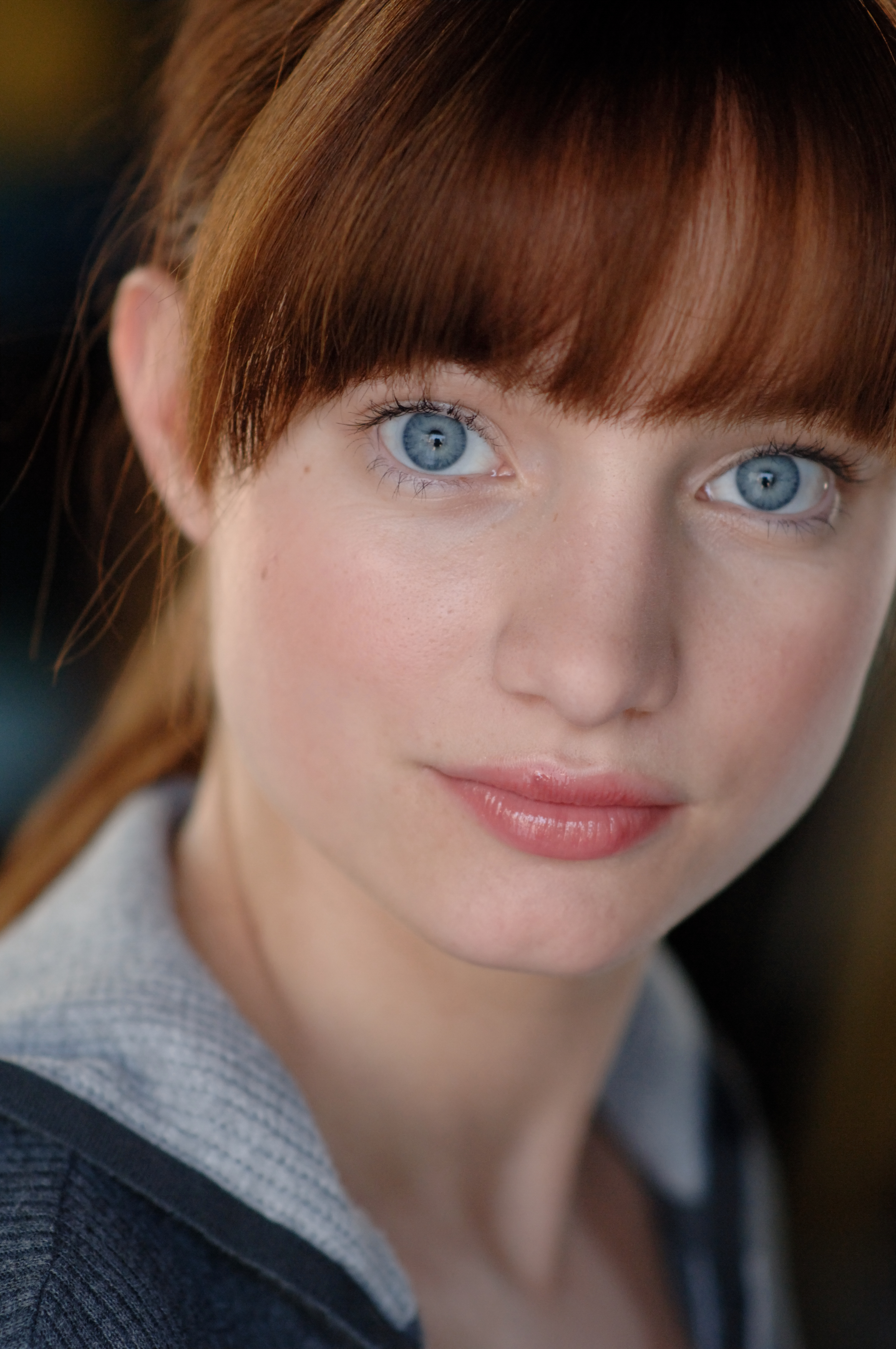 People 2848x4288 Laurence Leboeuf women blue eyes redhead actress portrait display closeup