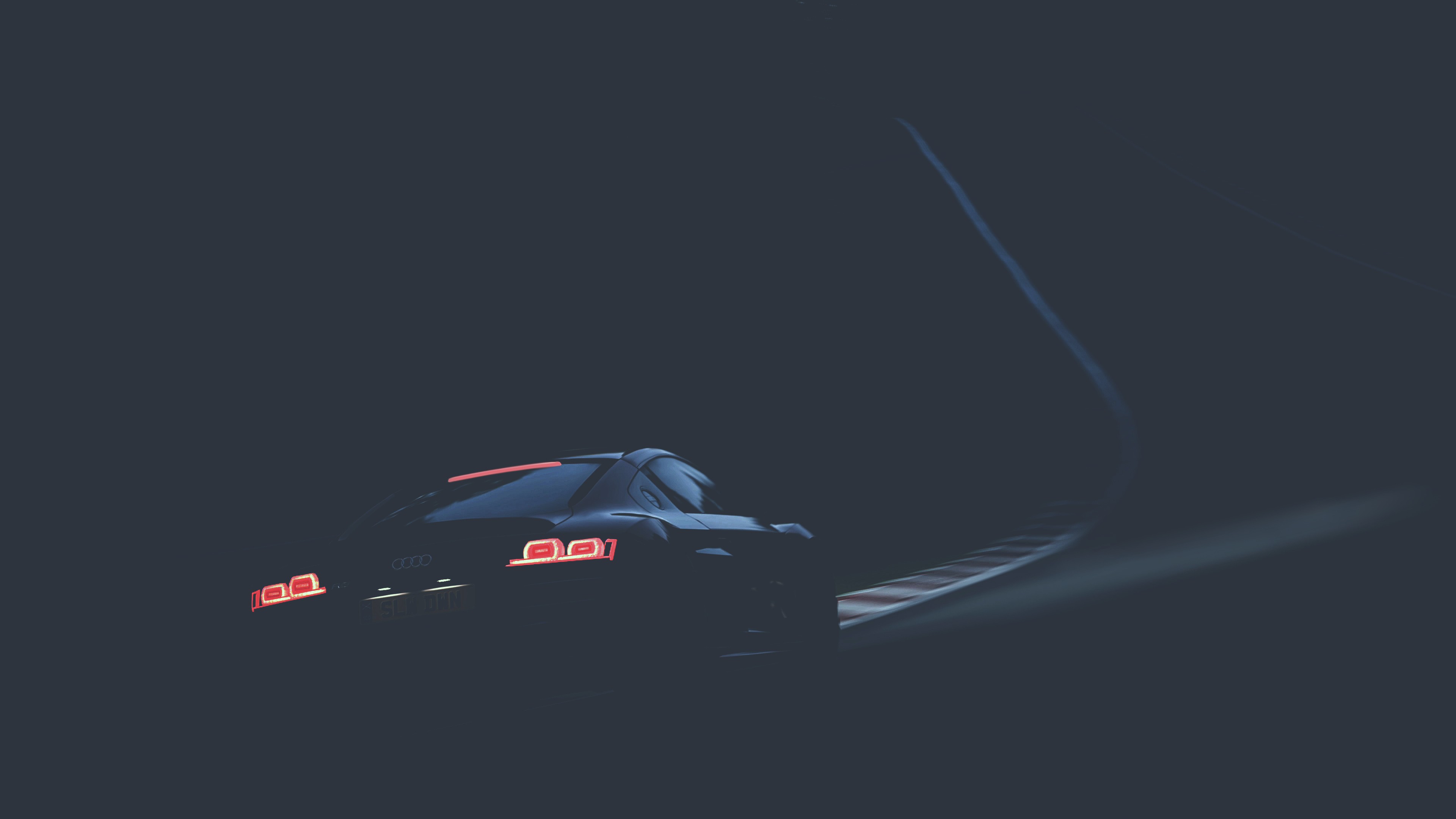 General 3840x2160 car night Audi Audi R8 race tracks lights road dark vehicle taillights