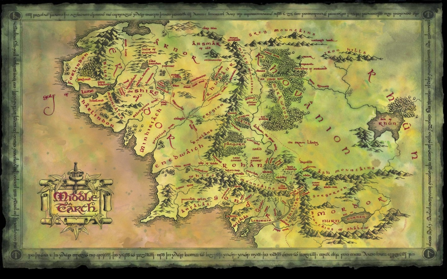 General 1440x900 The Lord of the Rings map Middle-Earth fantasy art