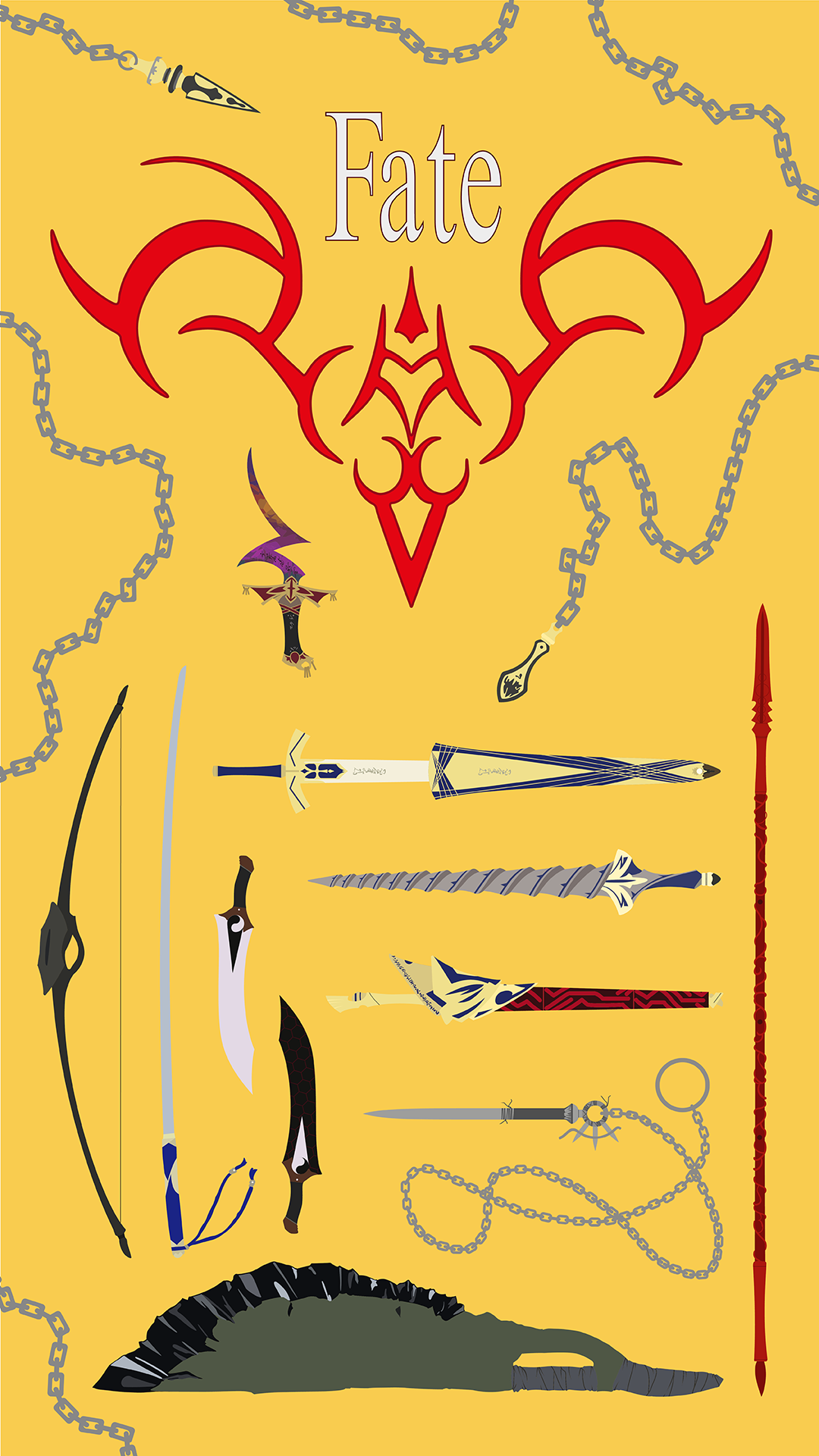 Anime 1080x1920 yellow background weapon artwork