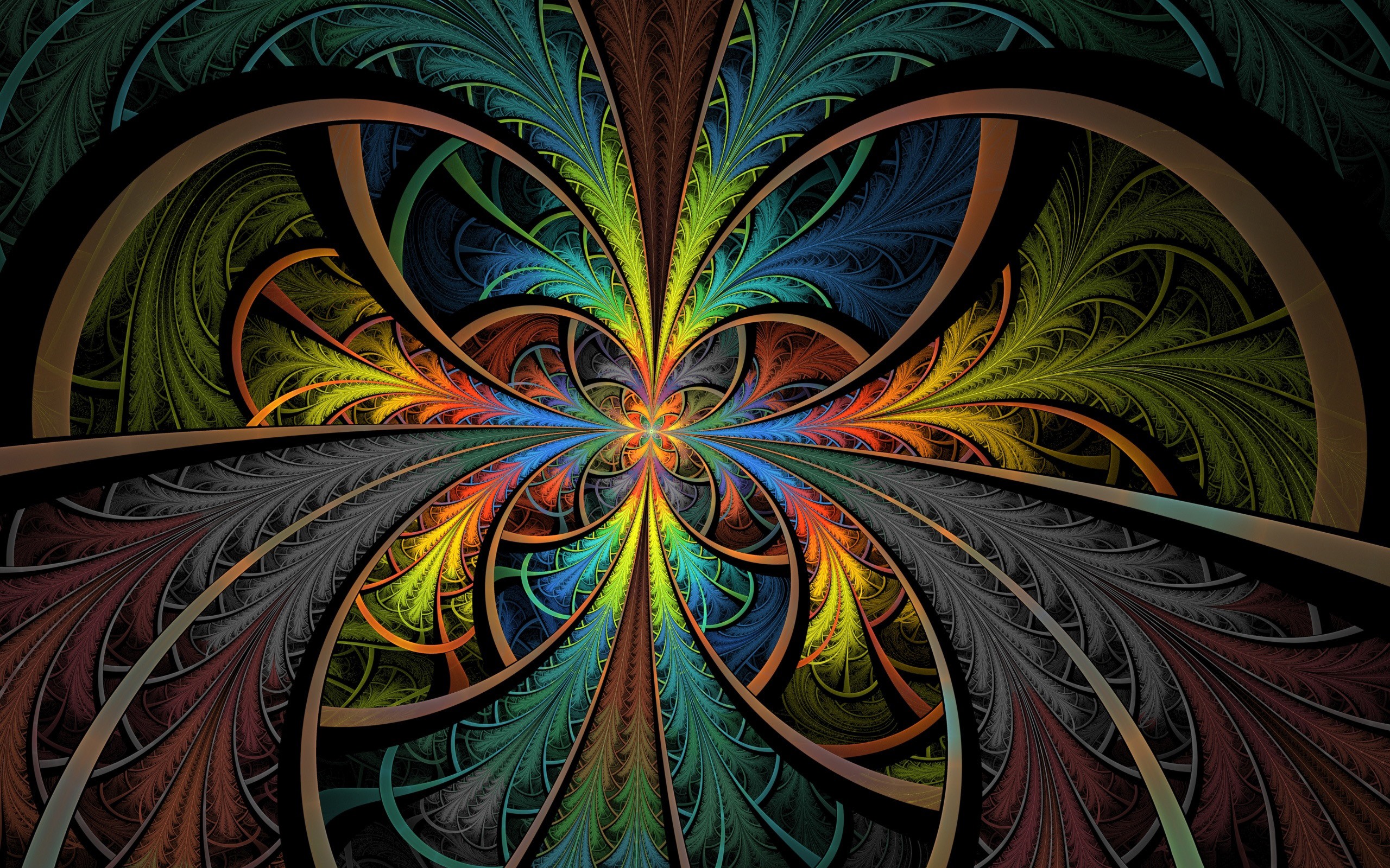 General 2560x1600 digital art abstract fractal mirrored colorful