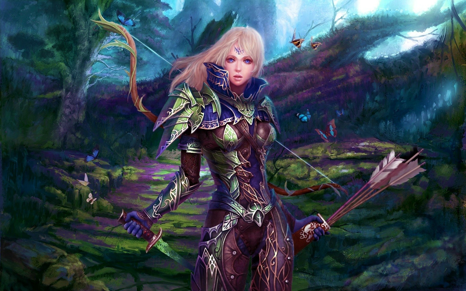 General 1920x1200 archer fantasy art artwork fantasy girl dagger bow and arrow long hair digital art