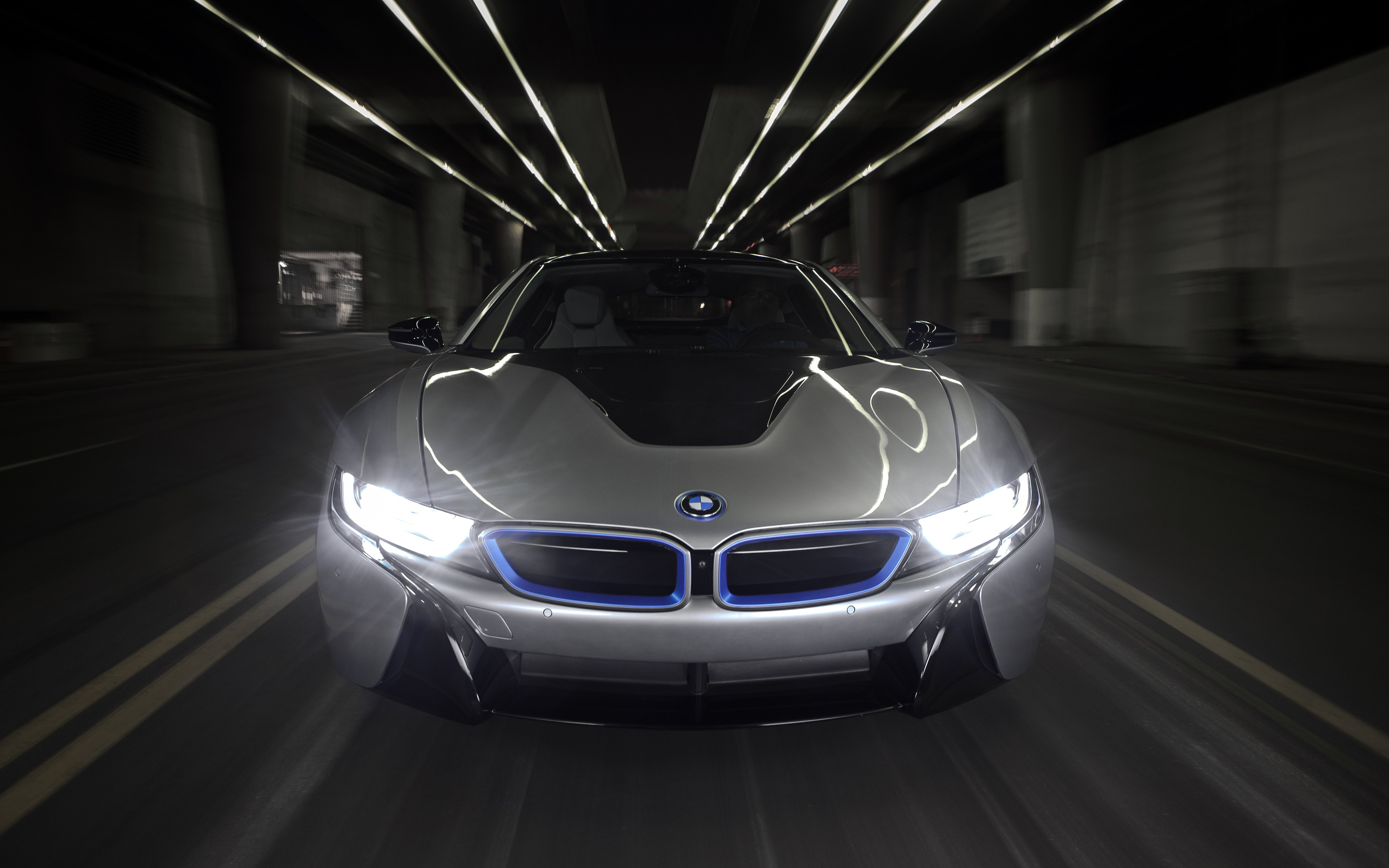 General 3840x2400 BMW i8 vehicle car motion blur lights road electric car hybrid (car) silver cars