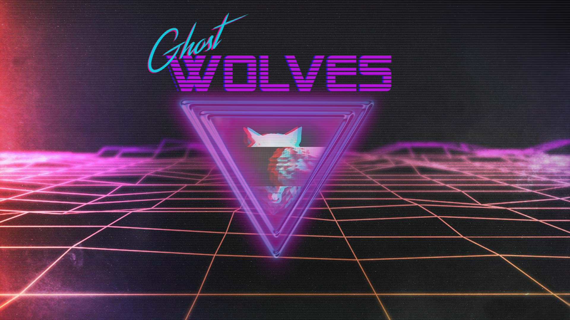 General 1920x1080 1980s synthwave wolf triangle grid retro style neon Hotline Miami Hotline Miami 2: Wrong Number video games VHS New Retro Wave Digital Grid vector CGI digital art