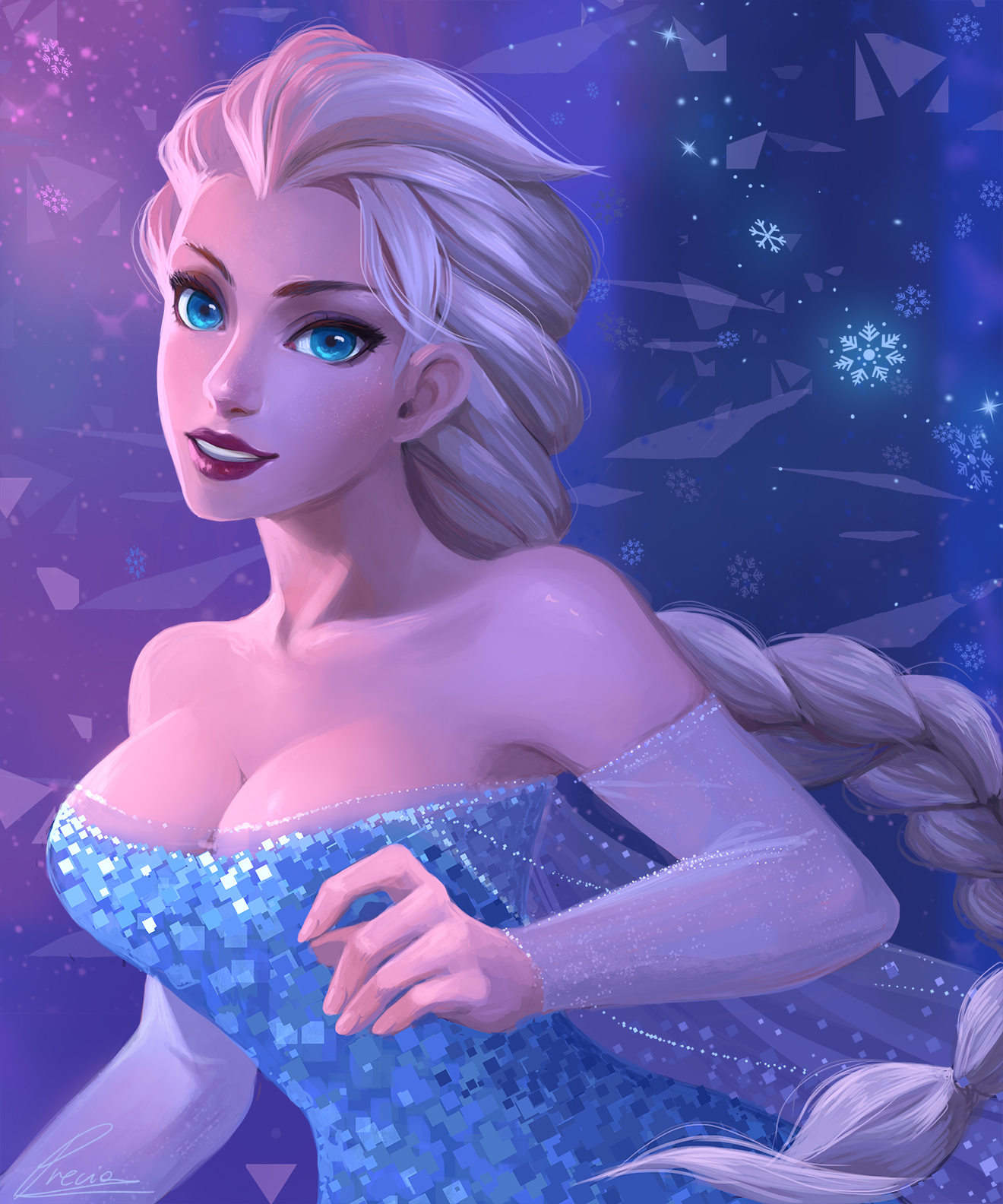 General 1320x1584 cartoon Frozen (movie) boobs blue eyes fantasy girl blonde Elsa