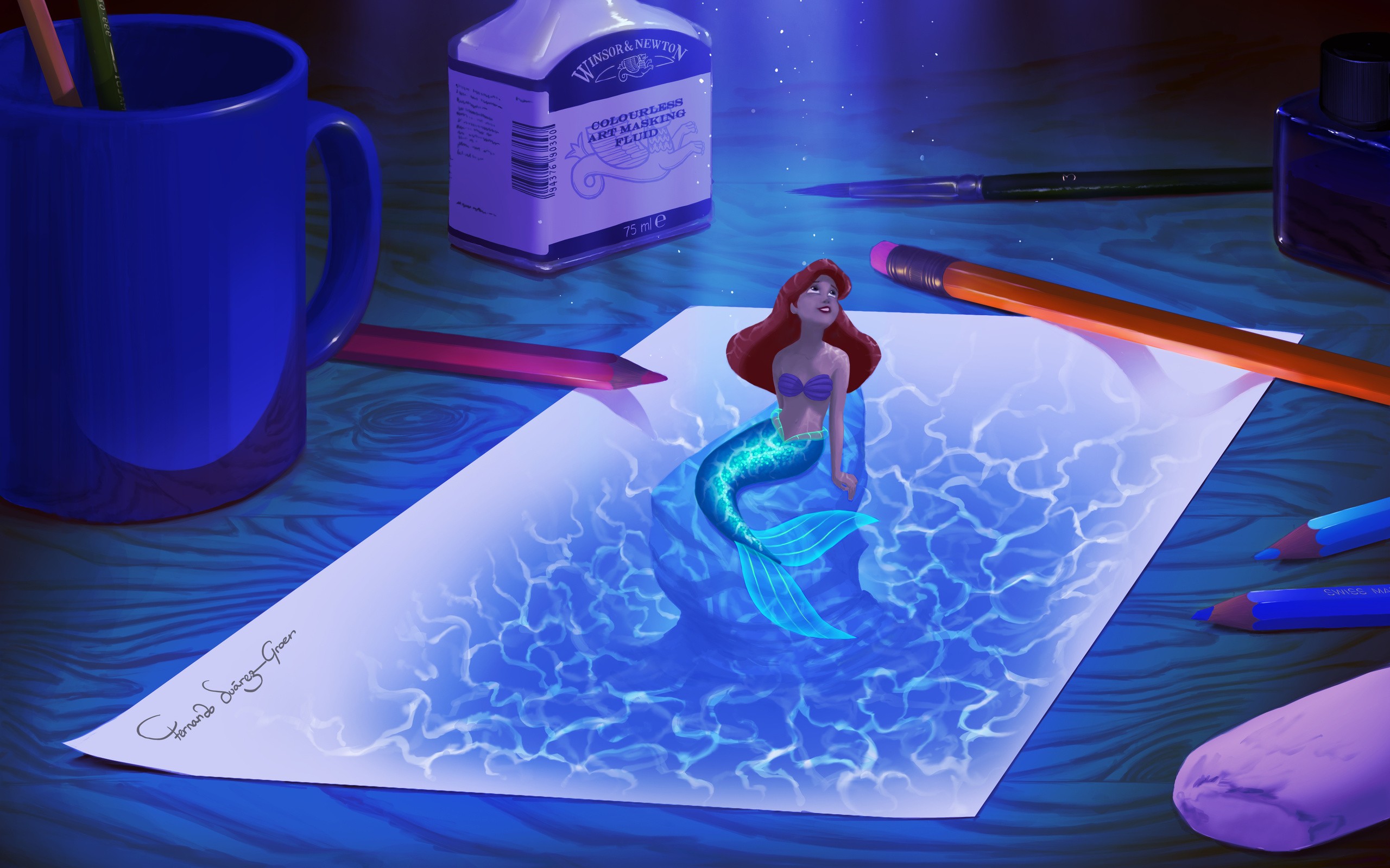 General 2560x1600 cartoon Walt Disney The Little Mermaid digital art watermarked