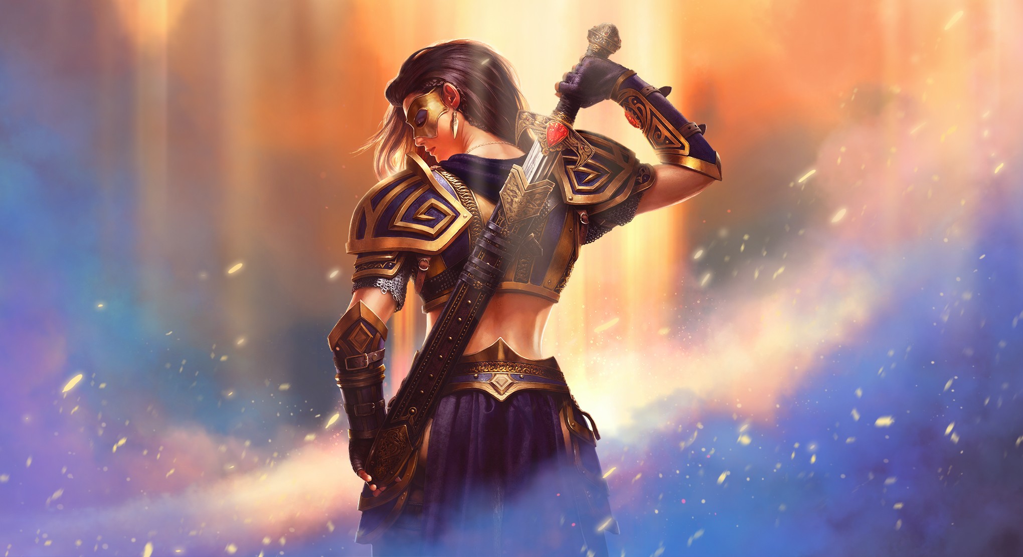 General 2040x1110 fantasy art warrior women sword fantasy girl weapon dark hair fantasy armor armor women with swords