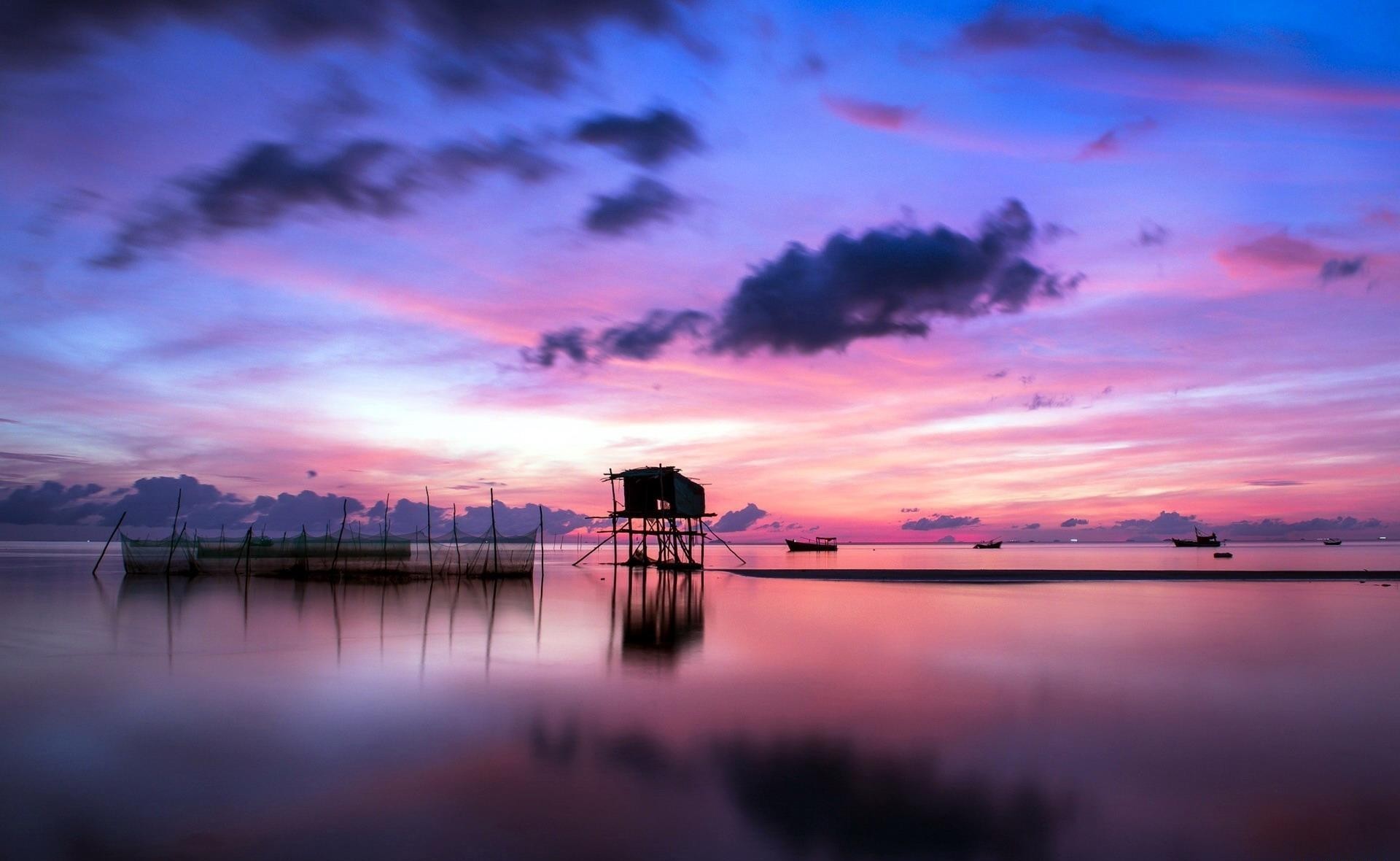 General 1920x1180 nature clouds water pink reflection calm horizon sky