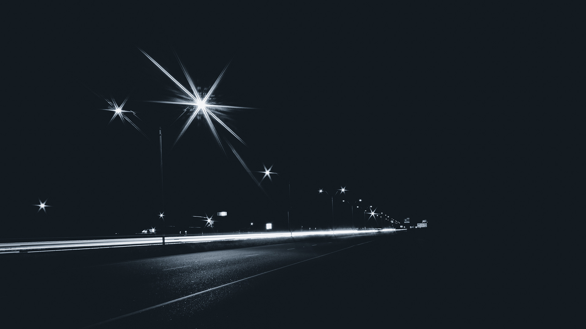General 1920x1080 night road dark lights low light monochrome