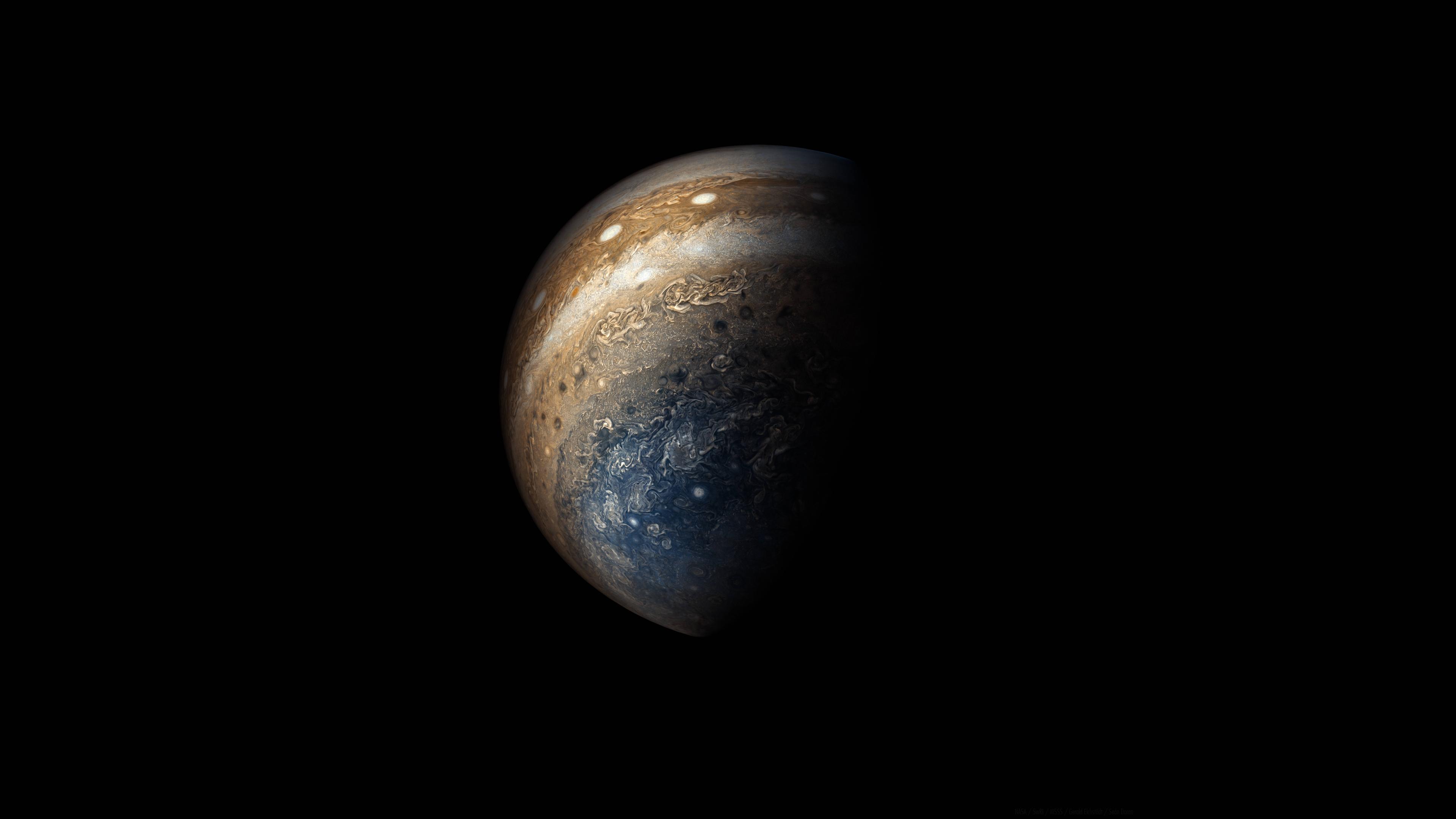 General 3840x2160 Jupiter planet space NASA science dark blue brown Milky Way universe Solar System space art simple background