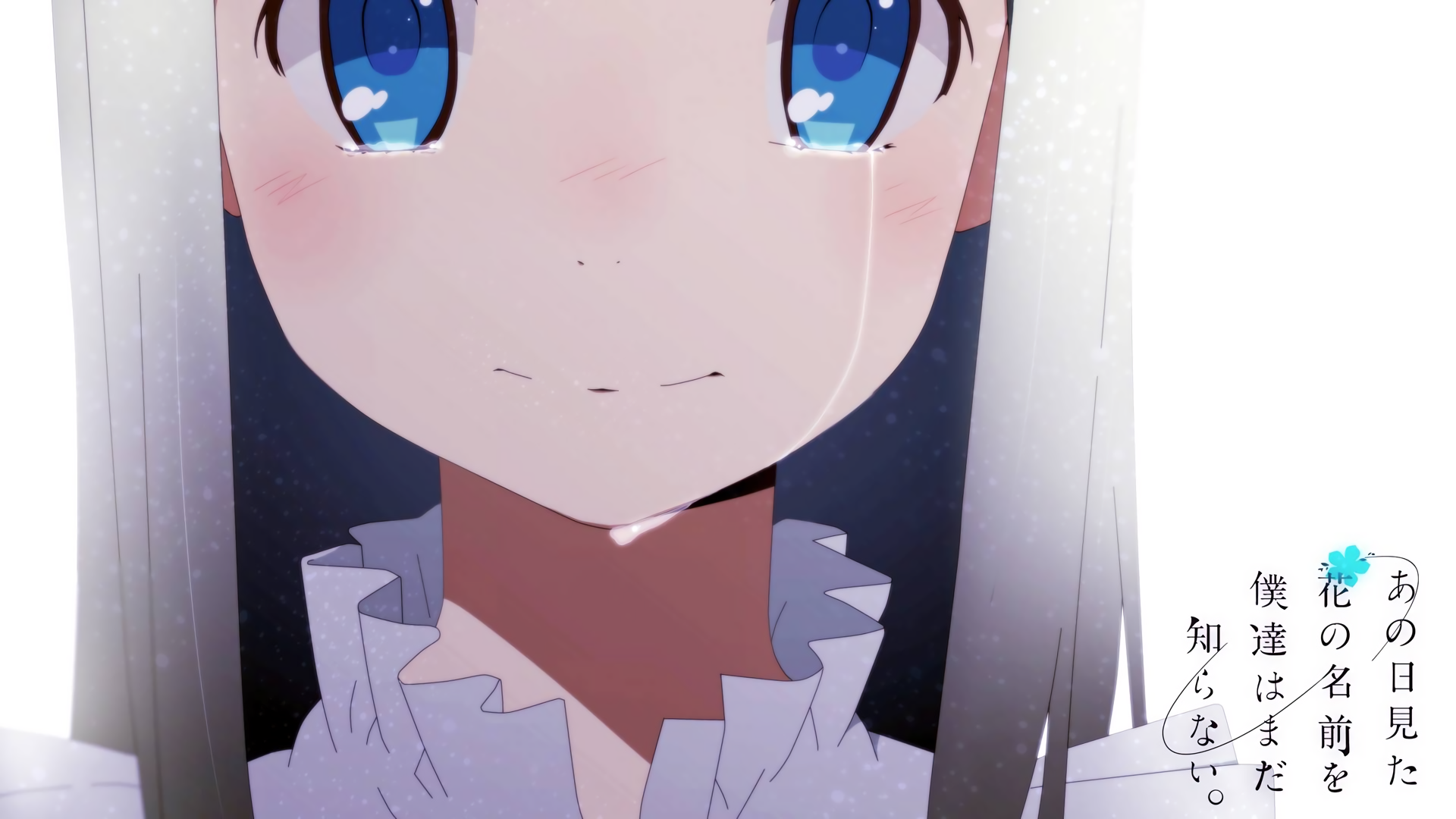 Anime 1920x1080 anime Ano Hi Mita Hana no Namae wo Bokutachi wa Mada Shiranai Honma Meiko anime girls sad crying tears face closeup blue eyes