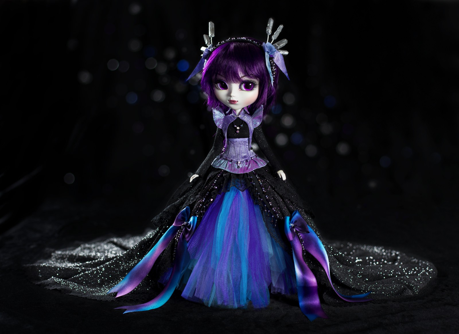 General 1600x1162 Baby Doll bokeh dress purple lights purple dress sparkles looking away
