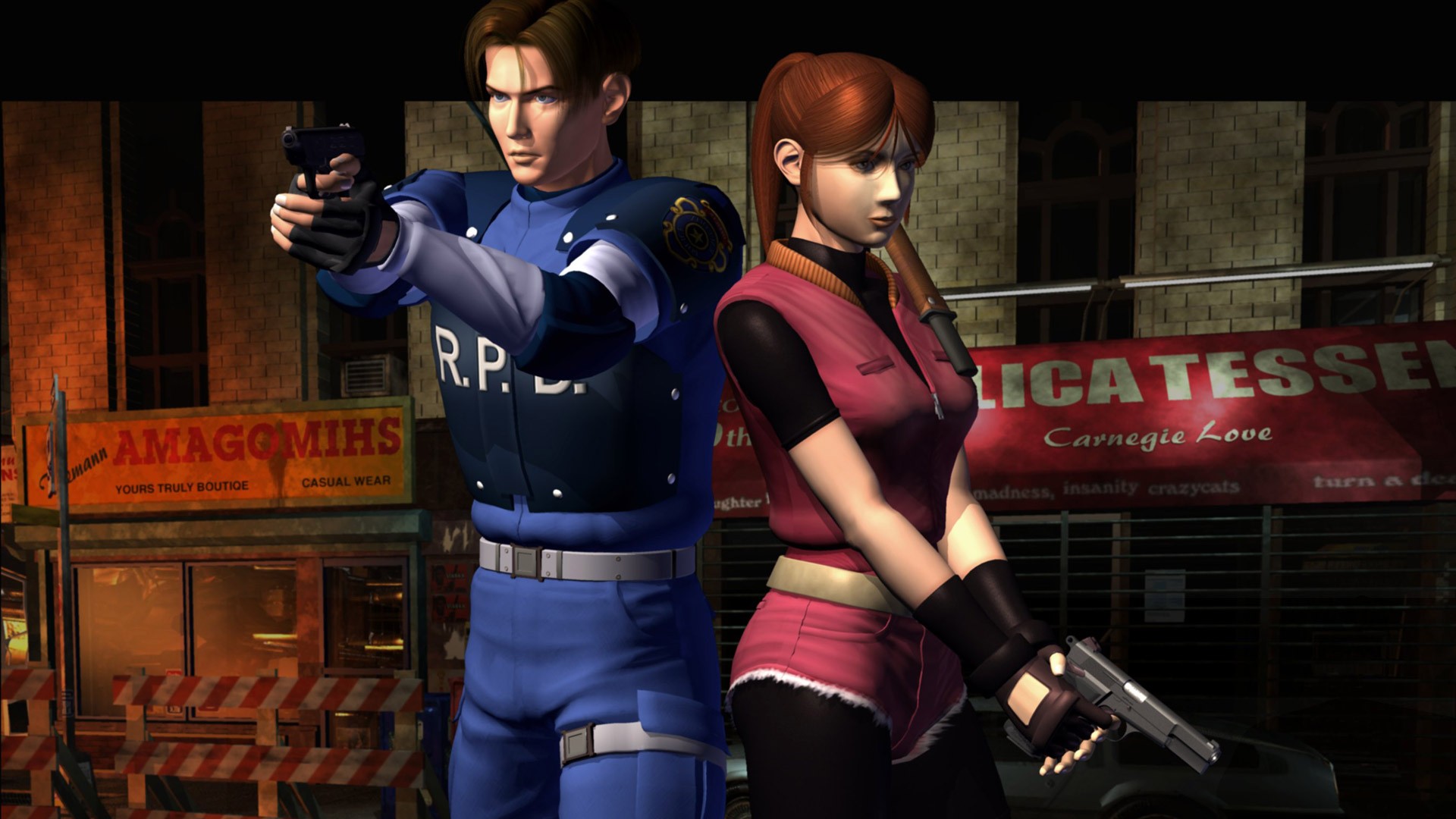 General 1920x1080 Resident Evil 2 Resident Evil Leon S. Kennedy Claire Redfield video games Leon Kennedy Video Game Horror video game girls video game men gun girls with guns redhead video game characters