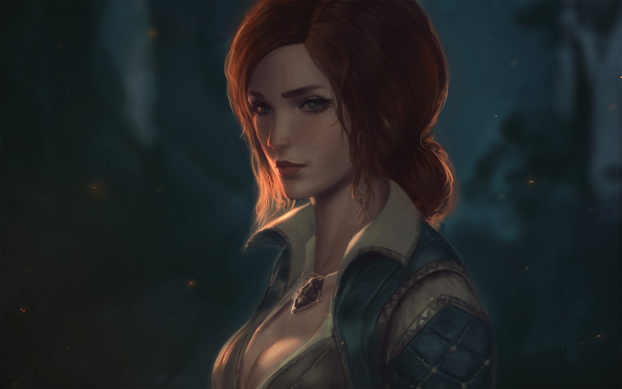 Anime 1280x800 fan art portrait The Witcher 3: Wild Hunt redhead Triss Merigold The Witcher video games PC gaming video game girls video game characters face women fantasy girl