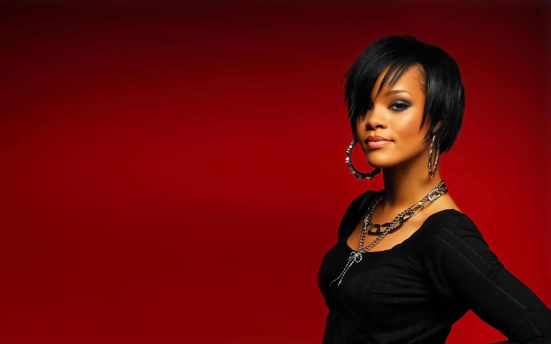 People 1920x1200 women dyed hair Rihanna dark skin singer celebrity hoop earrings