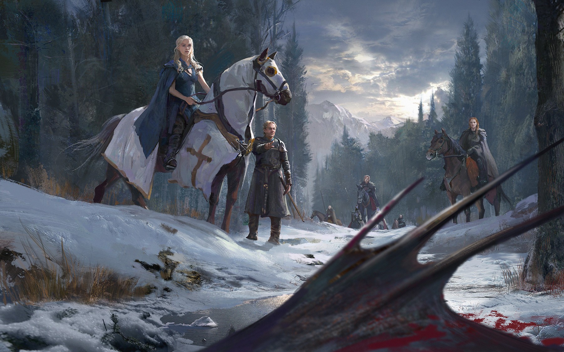 General 1800x1124 dragon warrior Game of Thrones Daenerys Targaryen Jorah Mormont digital art