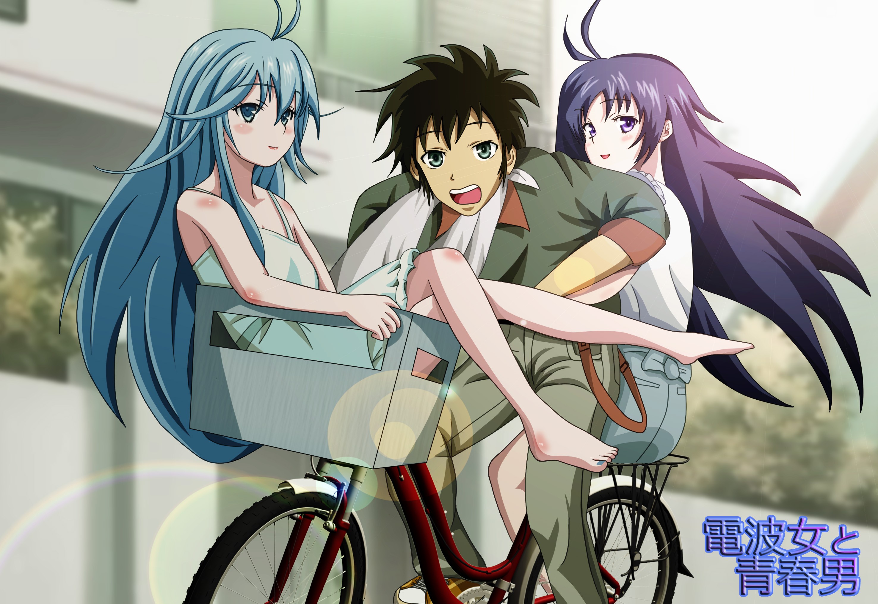 Anime 2952x2031 Denpa Onna To Seishun Otoko Touwa Erio Touwa Meme  Niwa Makoto anime girls purple hair bicycle