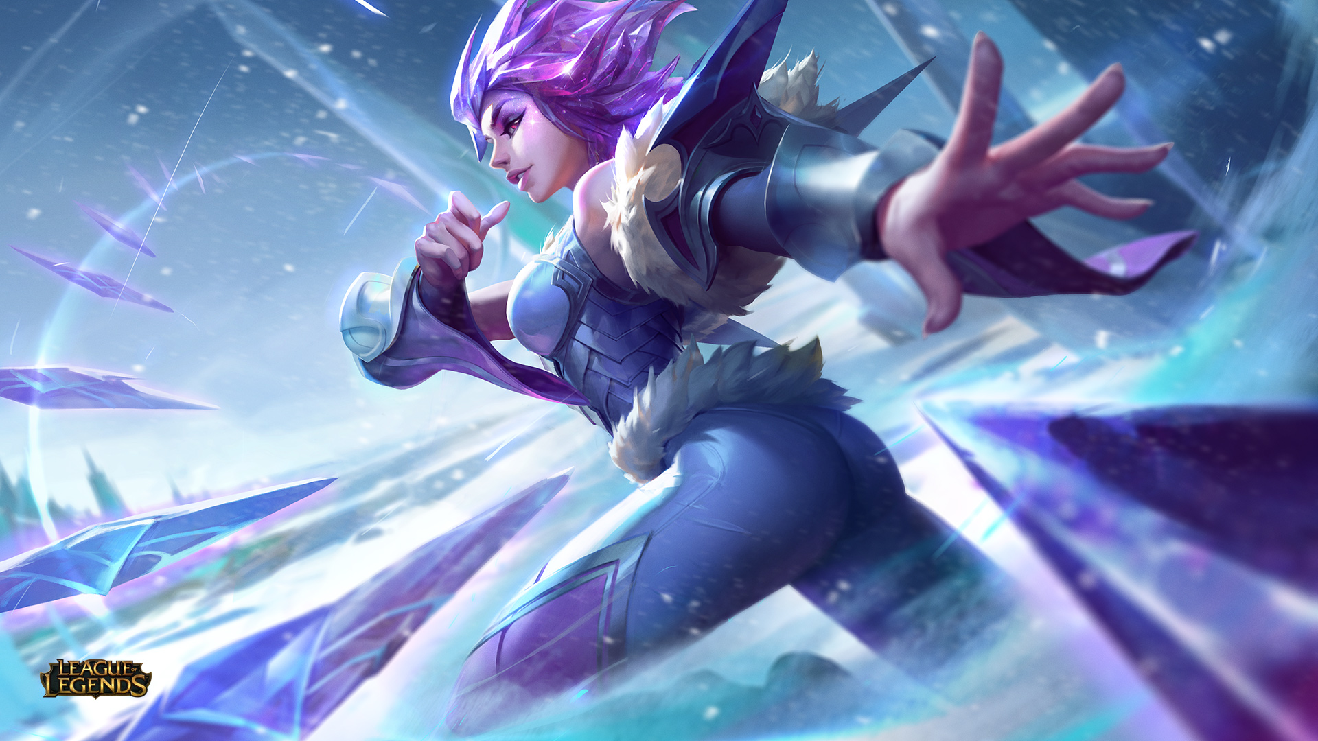 General 1920x1080 League of Legends PC gaming video games purple hair fantasy girl