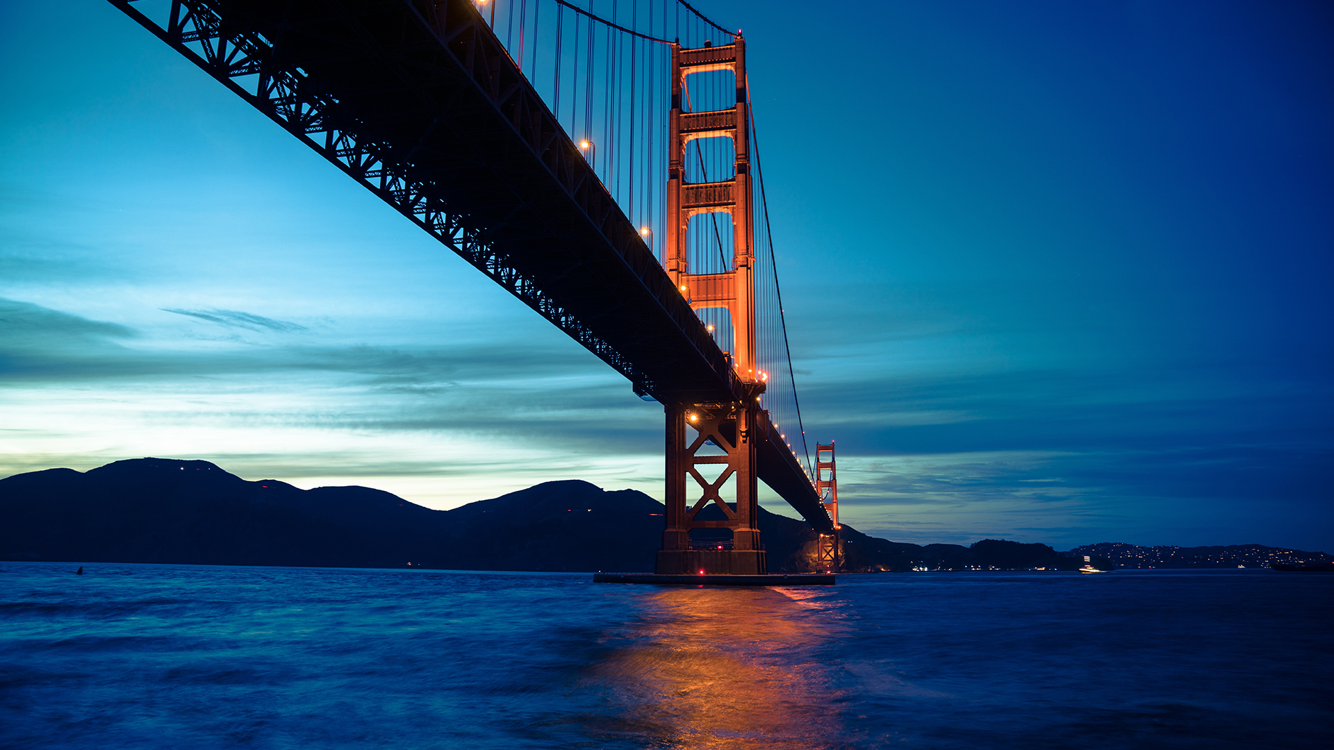 General 1920x1080 night San Francisco Golden Gate Bridge blue bridge suspension bridge USA sea