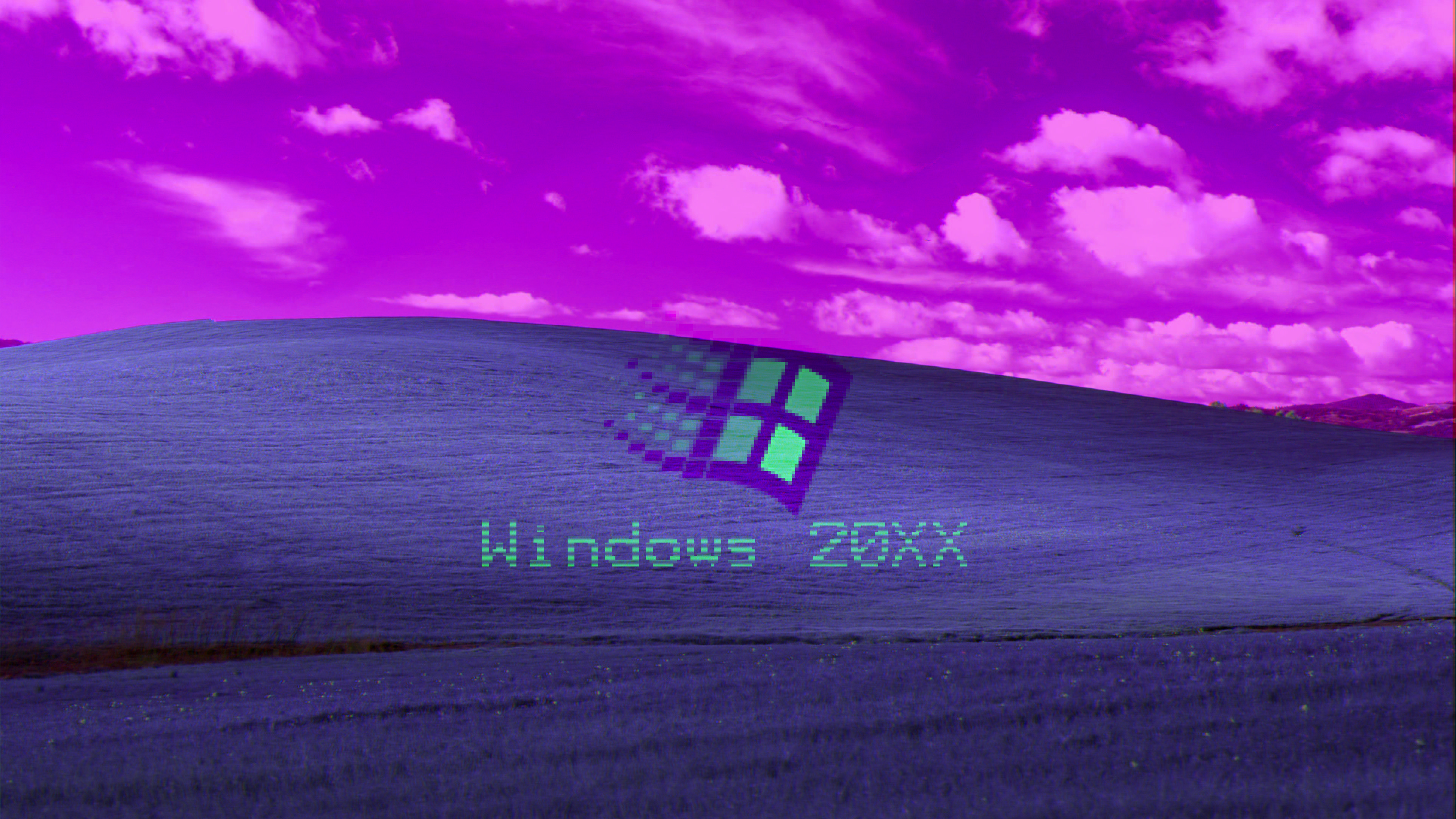 General 3840x2160 vaporwave purple Windows XP Windows 98 retrowave operating system Microsoft Windows bliss Charles O'Rear