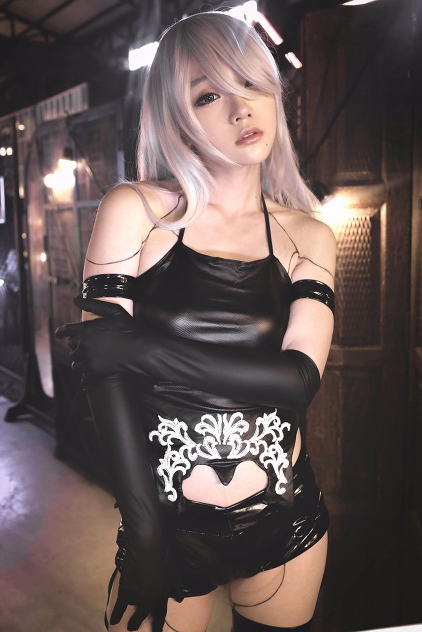People 855x1282 asian cosplayer cosplay Nier: Automata A2 (Nier: Automata) Miyuko platinum blonde sword anime Nier elbow gloves women
