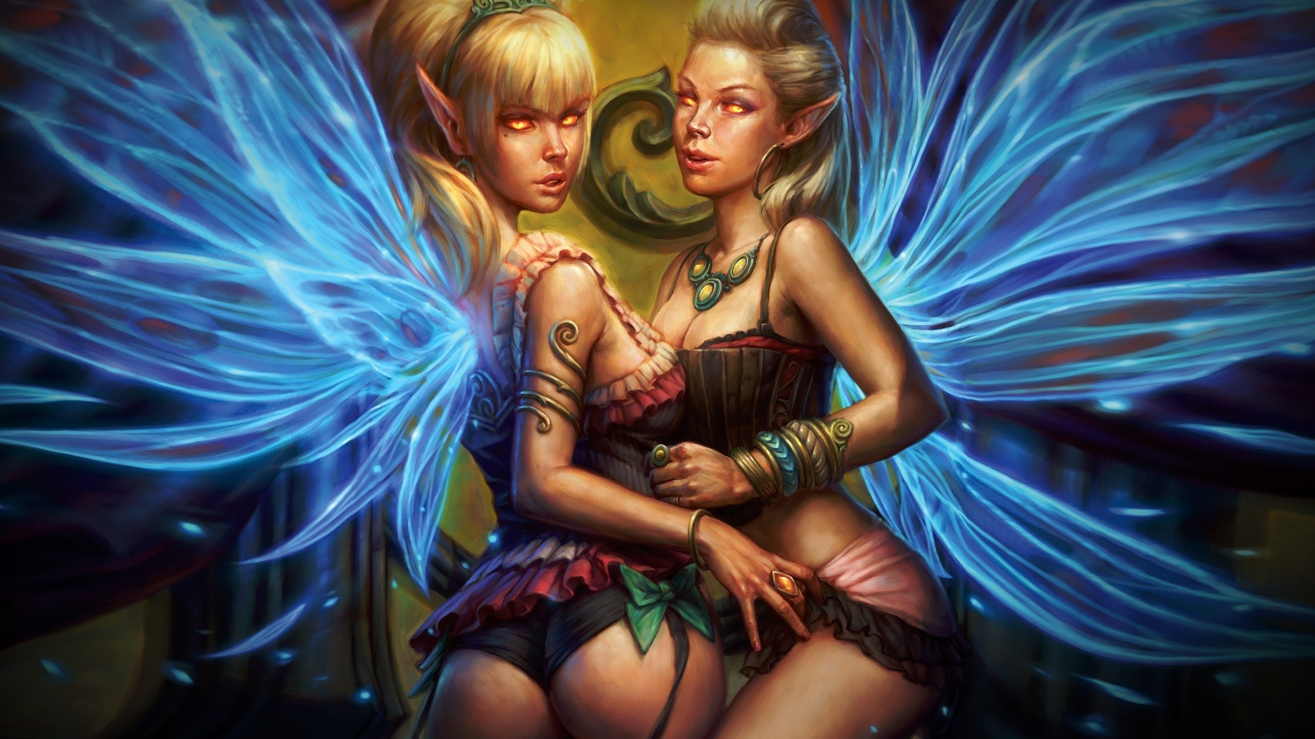 General 2560x1440 allods online wood elves ass glowing eyes blonde wings fantasy girl PC gaming women