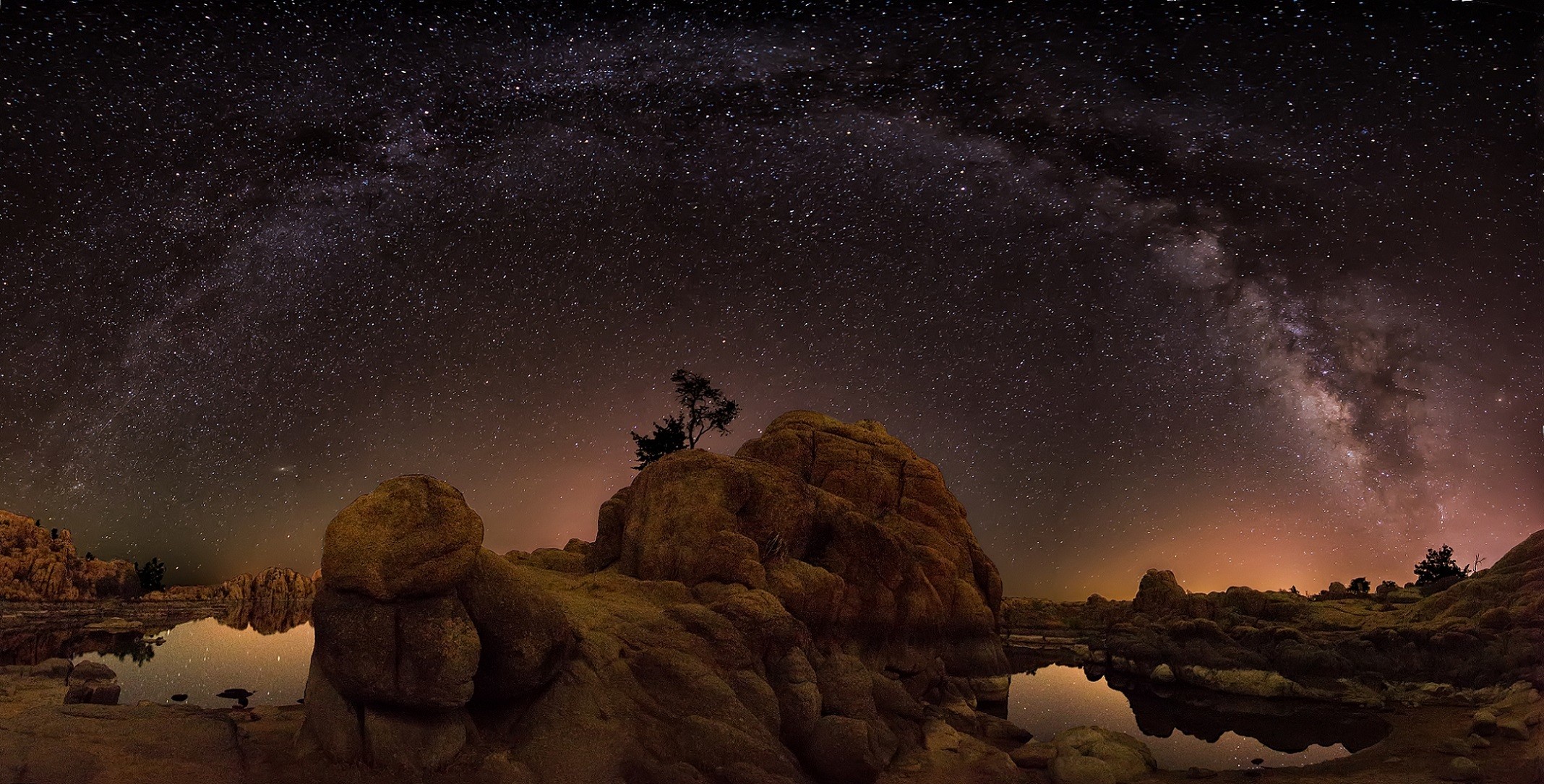 General 2136x1085 stars night landscape rock formation rocks nature sky