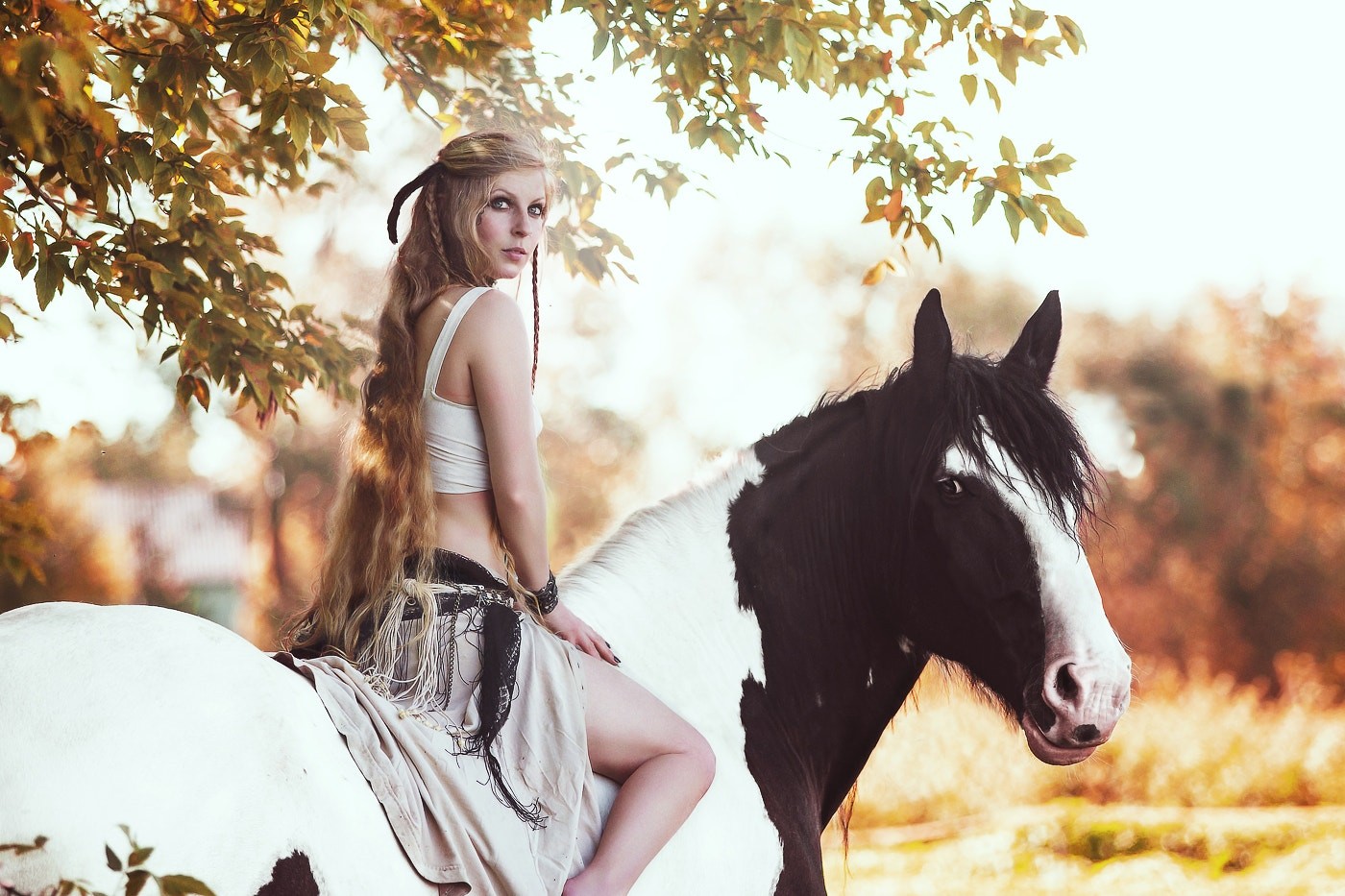 People 1400x933 Anna Sychowicz fantasy girl horse animals women women outdoors model 500px blonde