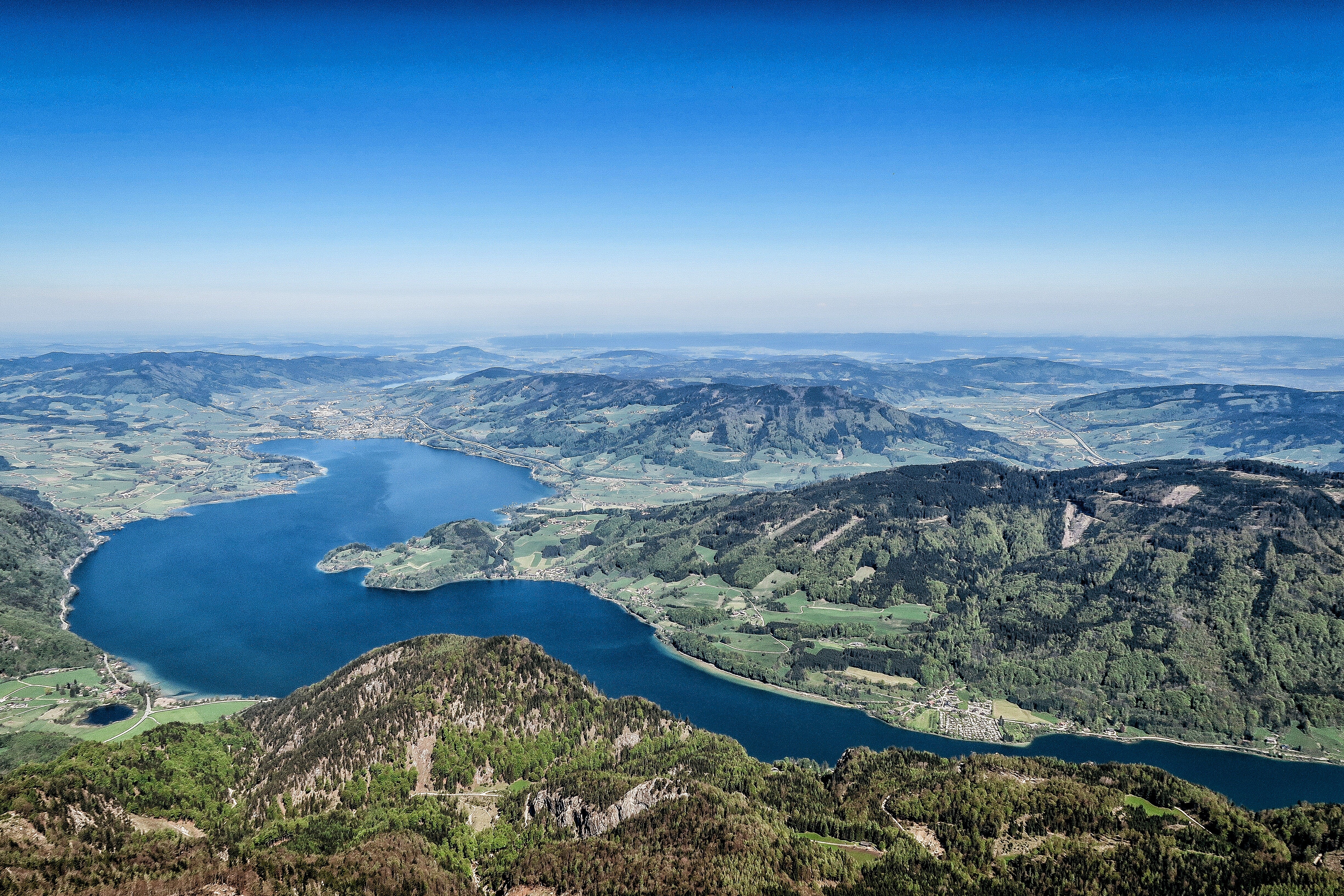 General 4895x3263 nature water trees Salzkammergut Mountains Austria Lake Wolfgangsee landscape mountains aerial view
