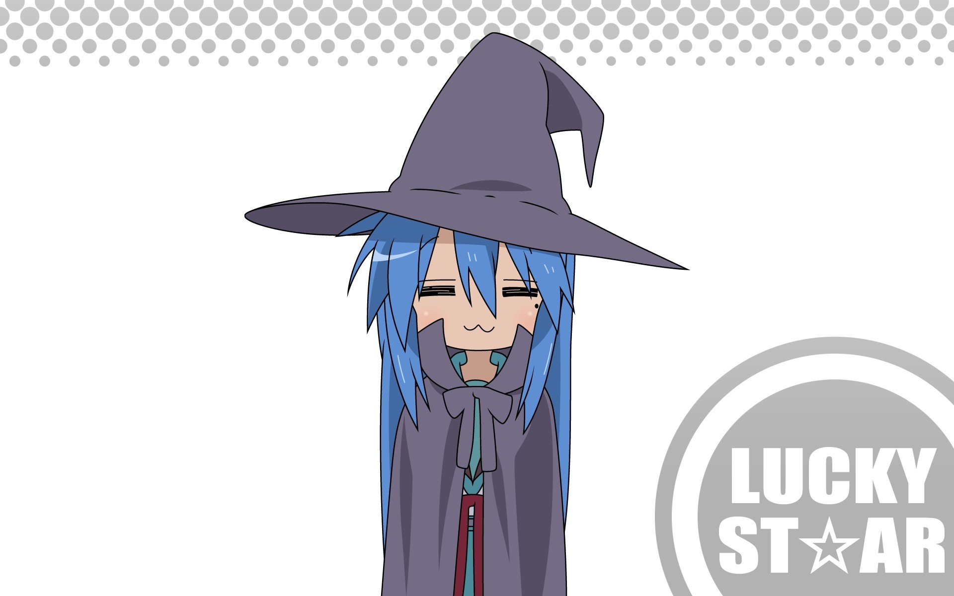 Anime 1920x1200 anime anime girls Lucky Star white background hat blue hair long hair witch witch hat