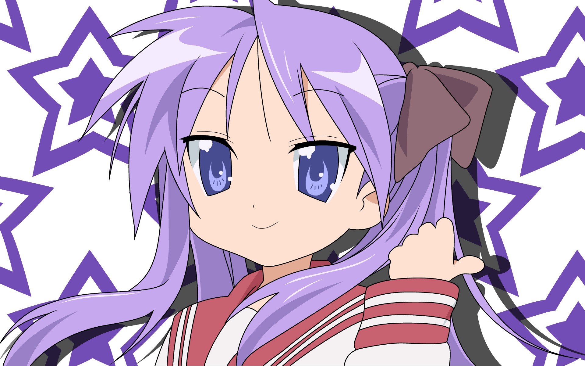 Anime 1920x1200 anime anime girls Lucky Star white background smiling purple hair long hair