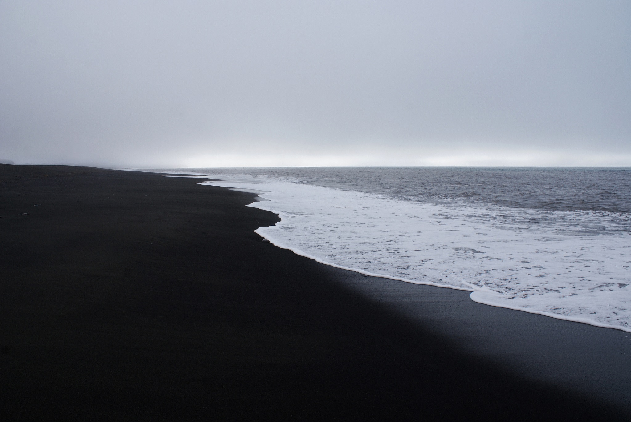 Beach Photography Sea Monochrome Overcast Horizon Black Sand