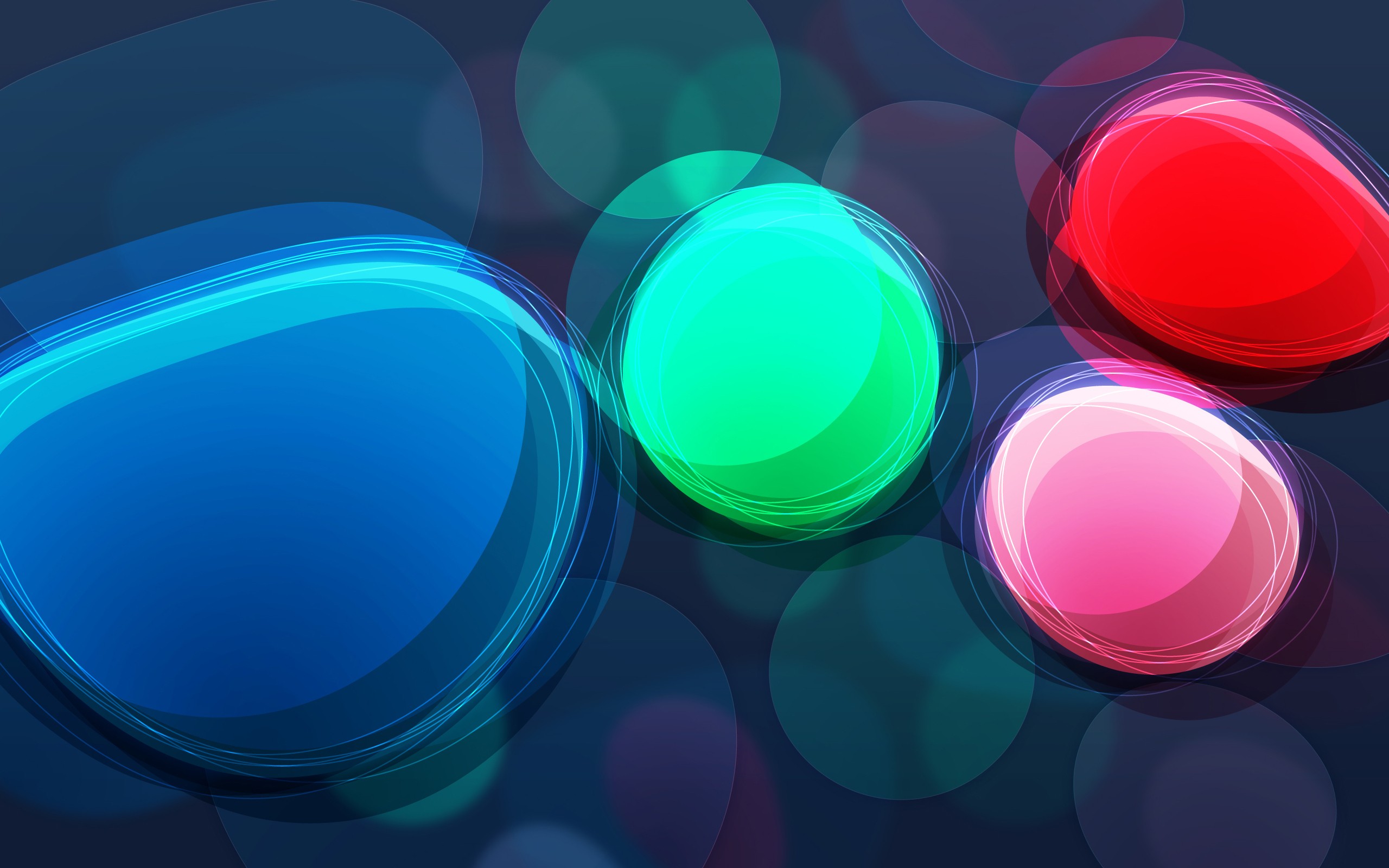 General 2560x1600 abstract glowing circle shapes blue green red pink