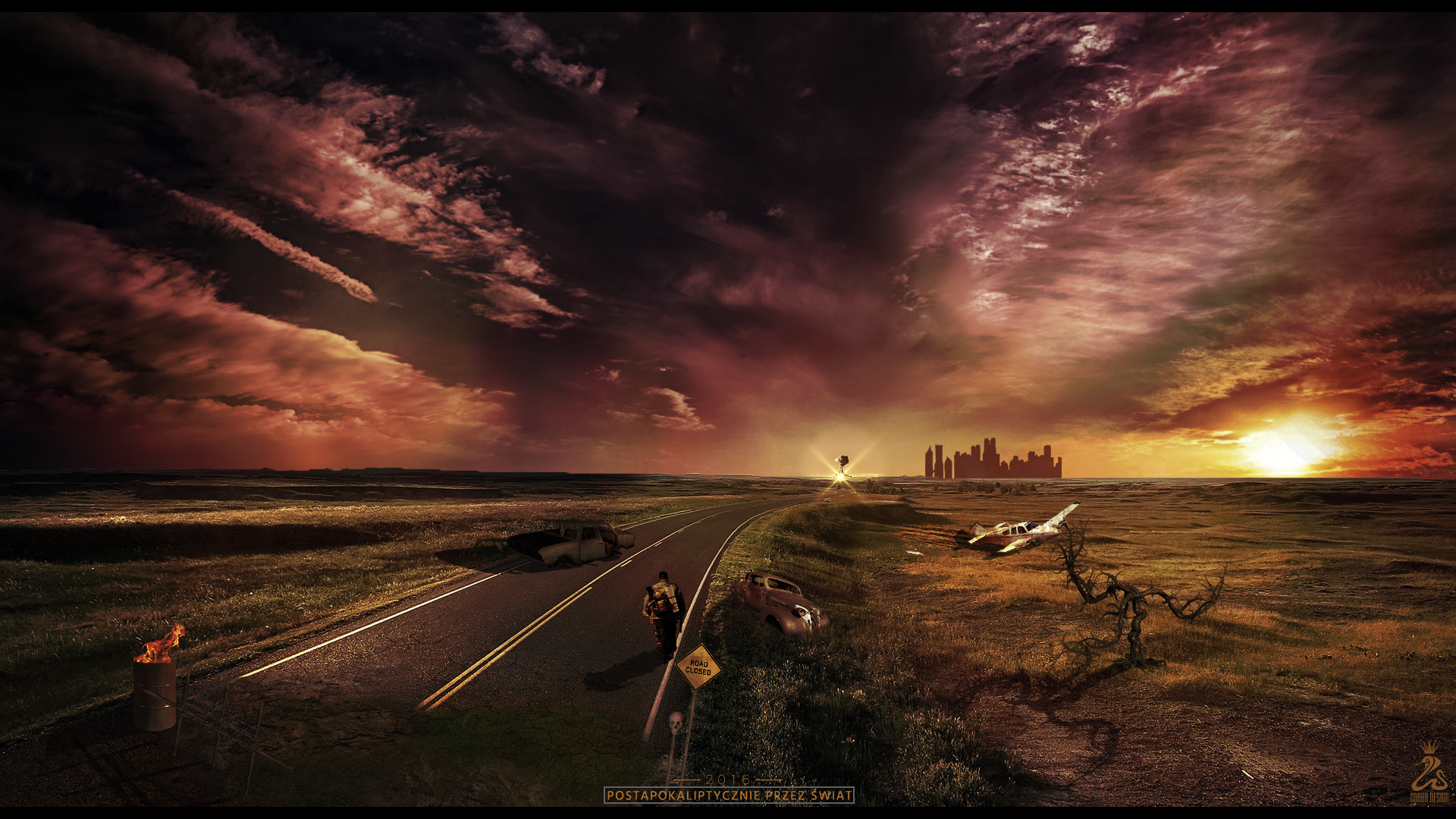 General 1920x1080 photo manipulation apocalyptic digital art dark road sky 2016 (year)