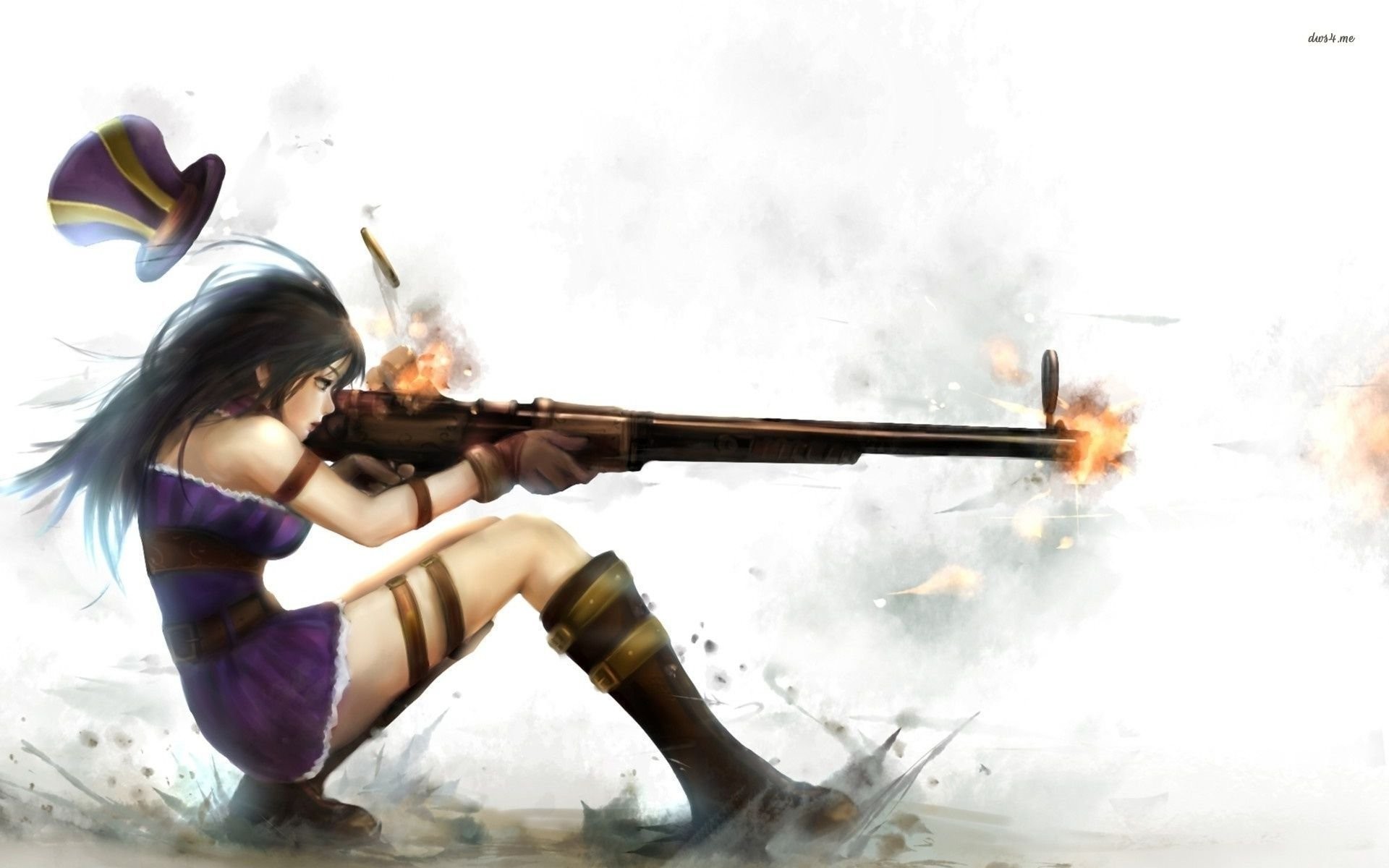 General 1920x1200 League of Legends Caitlyn (League of Legends) anime anime girls sniper rifle video game characters simple background girls with guns