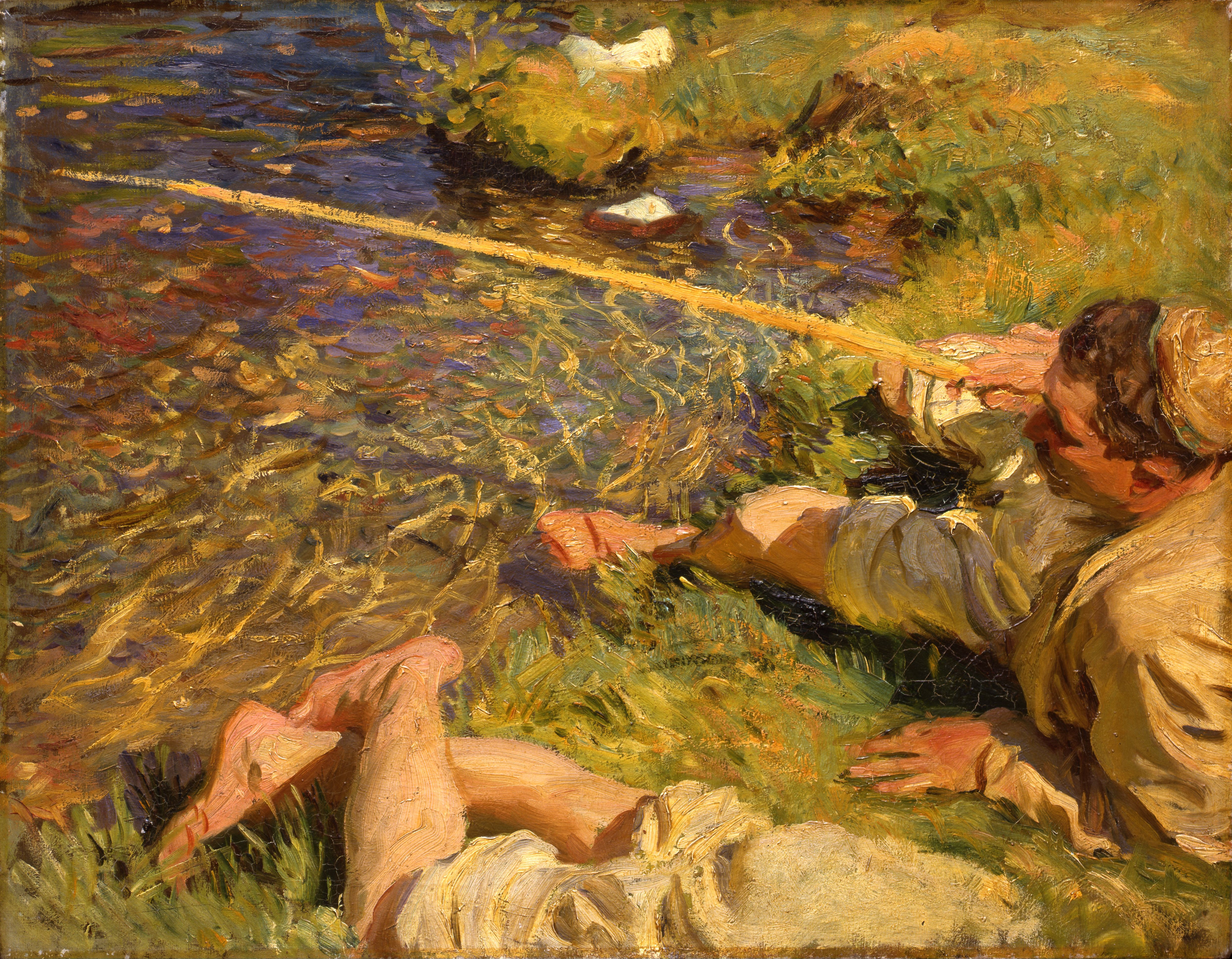 People 4979x3876 John Singer Sargent classic art painting fishing rod men
