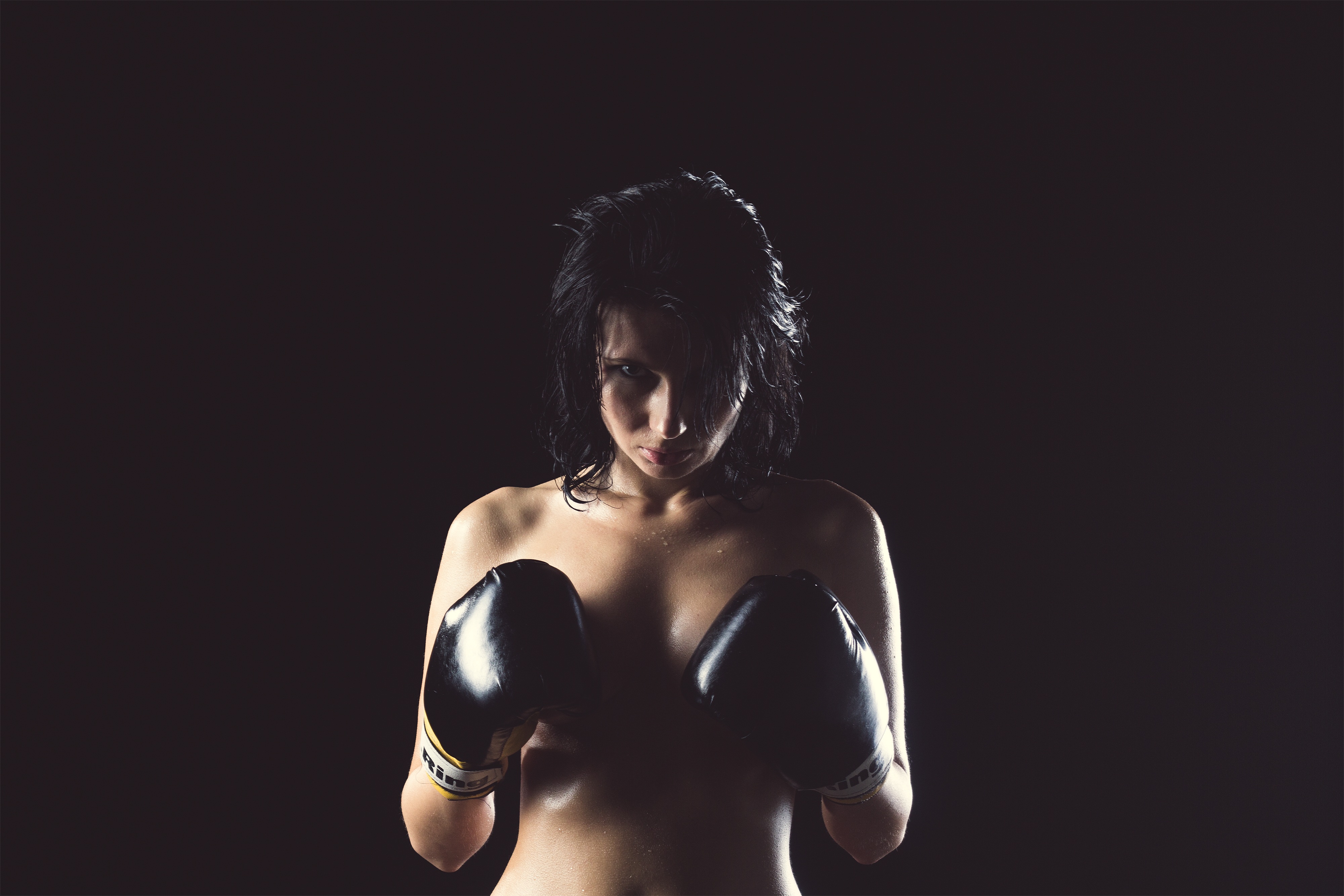 People 4000x2667 boxing gloves dark women model