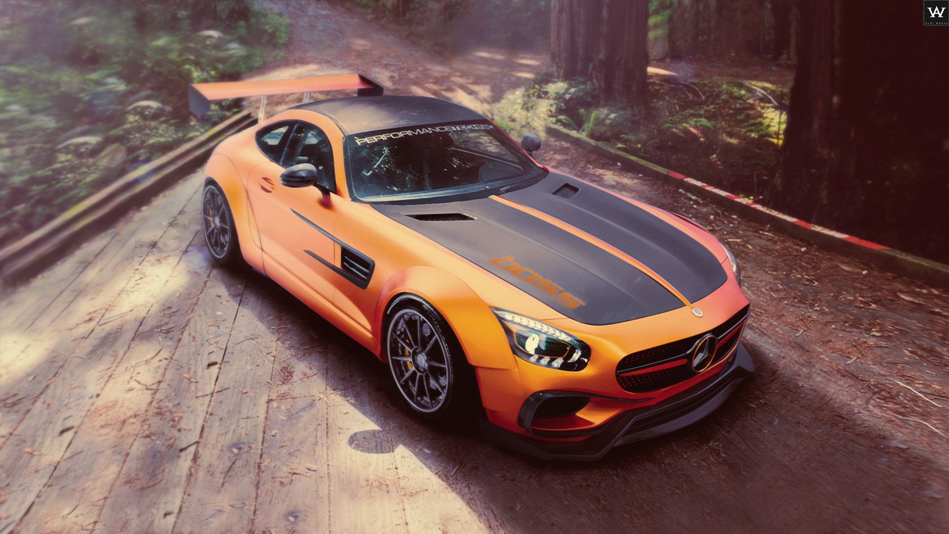 General 1920x1080 car CGI nature planks forest sports car