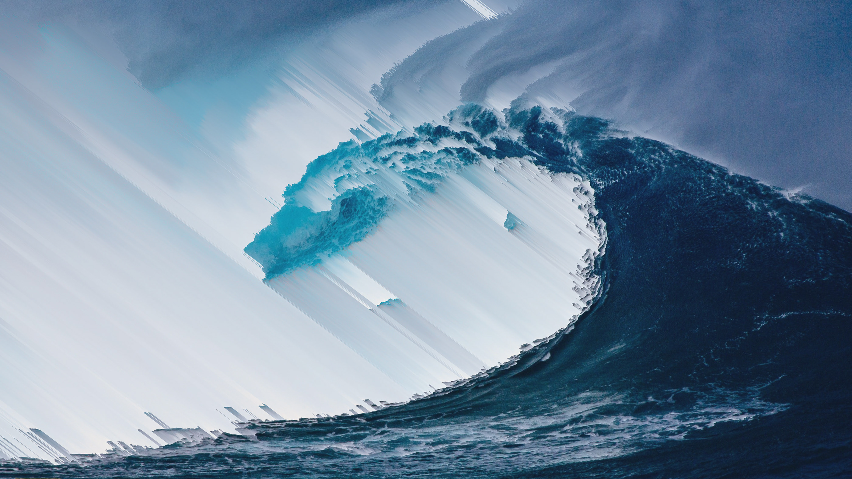 General 2800x1575 digital art artwork sea waves nature abstract glitch art