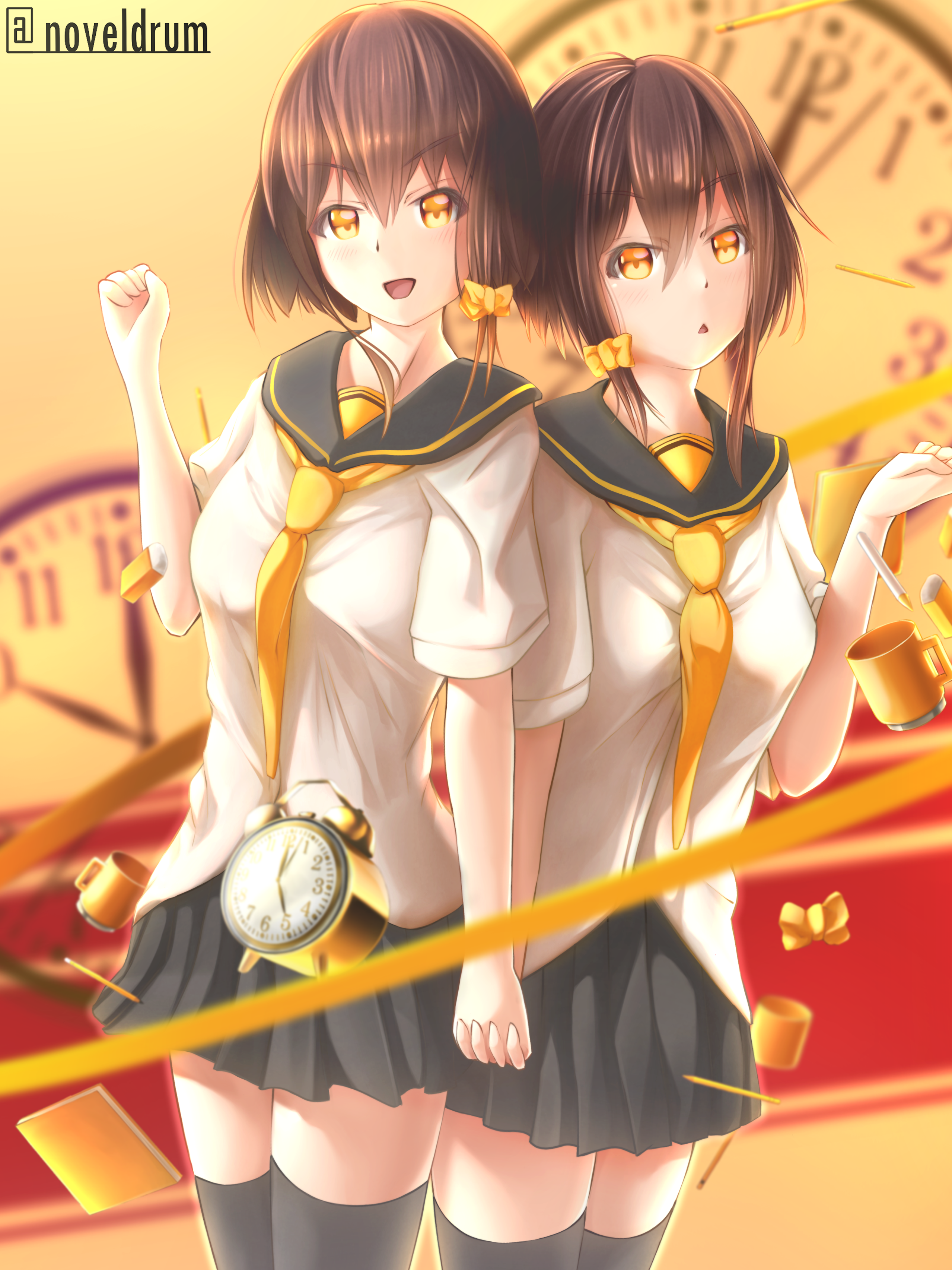 Anime 2557x3409 anime anime girls twins original characters artwork digital art fan art
