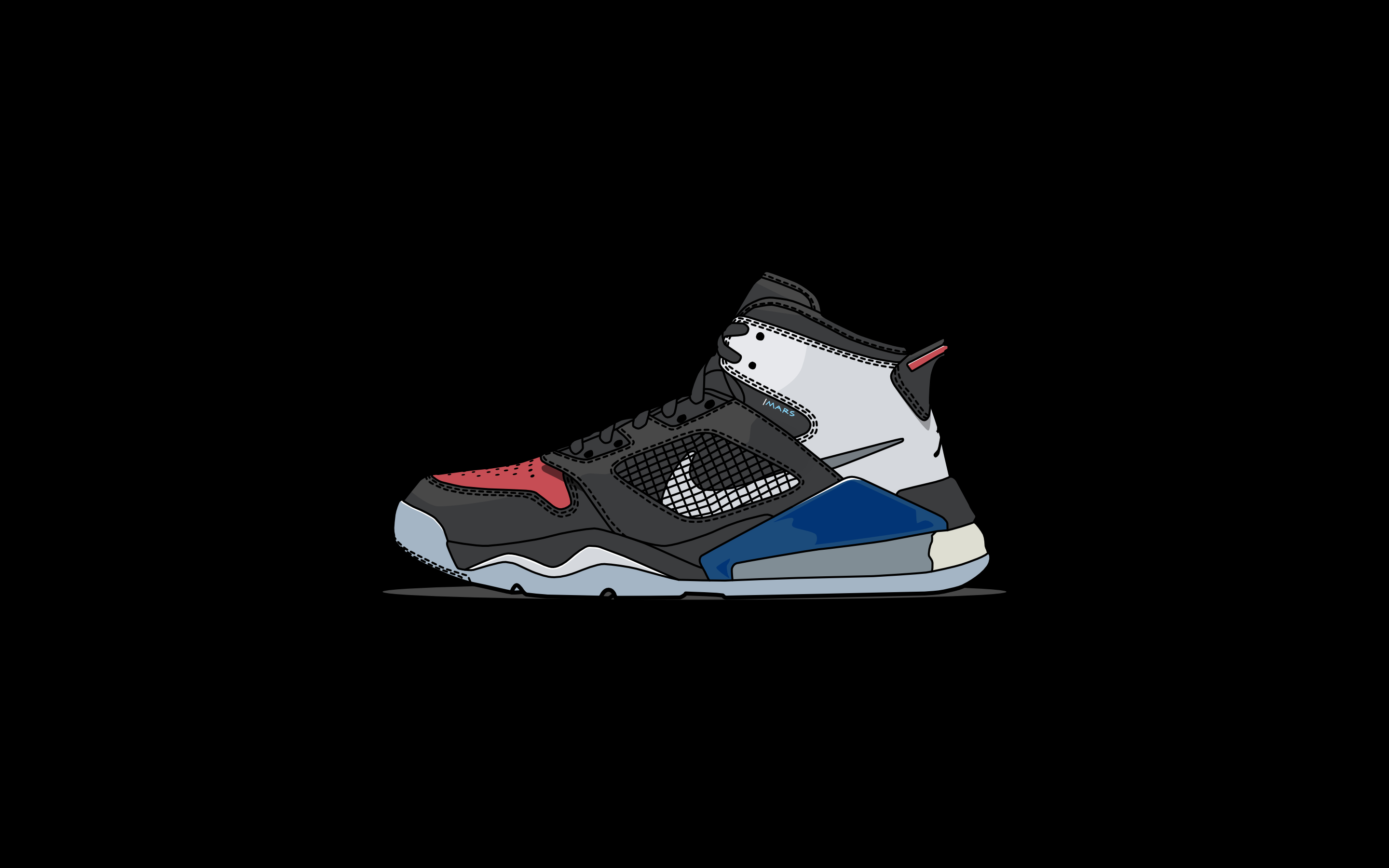 General 2880x1800 sneakers illustration black background simple background