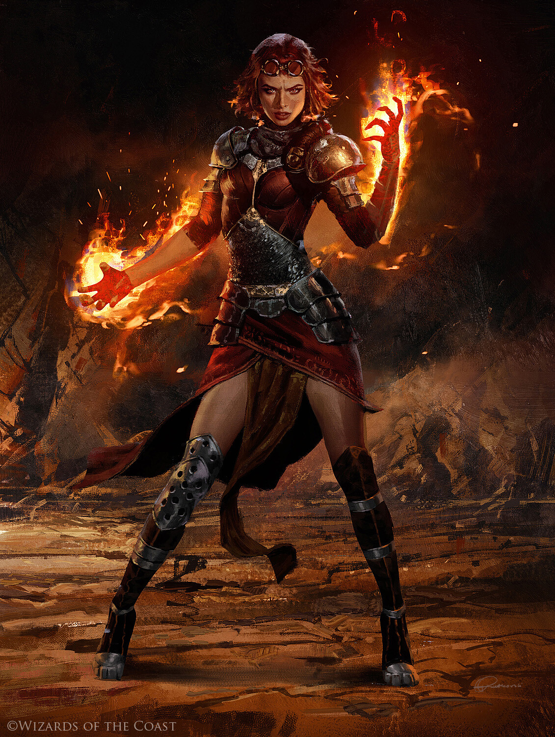 General 1131x1500 Wizards of the Coast fantasy art fantasy girl women fire magic standing redhead Chandra Nalaar Greg Rutkowski Magic: The Gathering frontal view