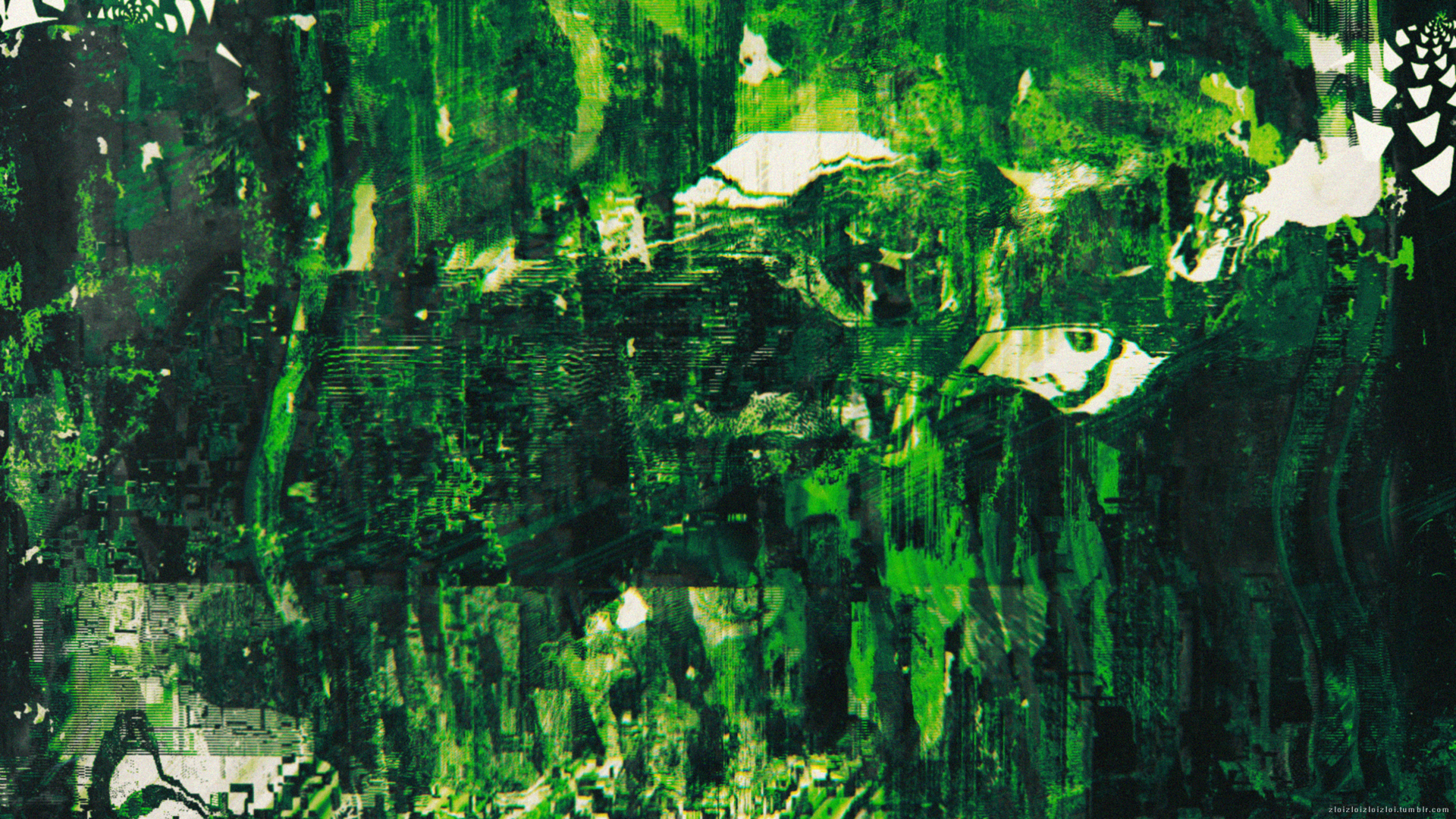 General 1920x1080 glitch art abstract digital art artwork green