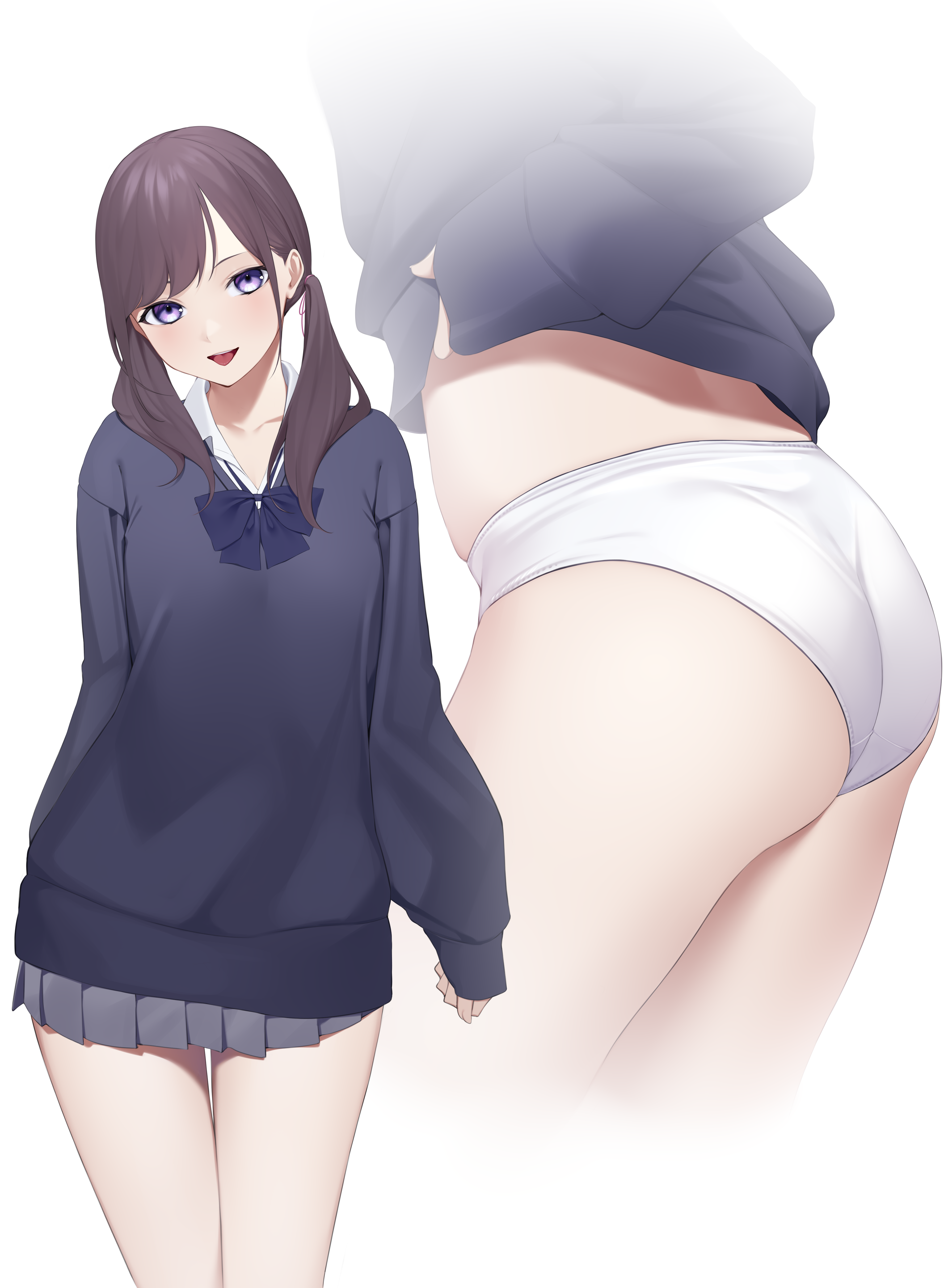 Anime 4000x5457 Kuen anime girls ass panties lifting skirt school uniform