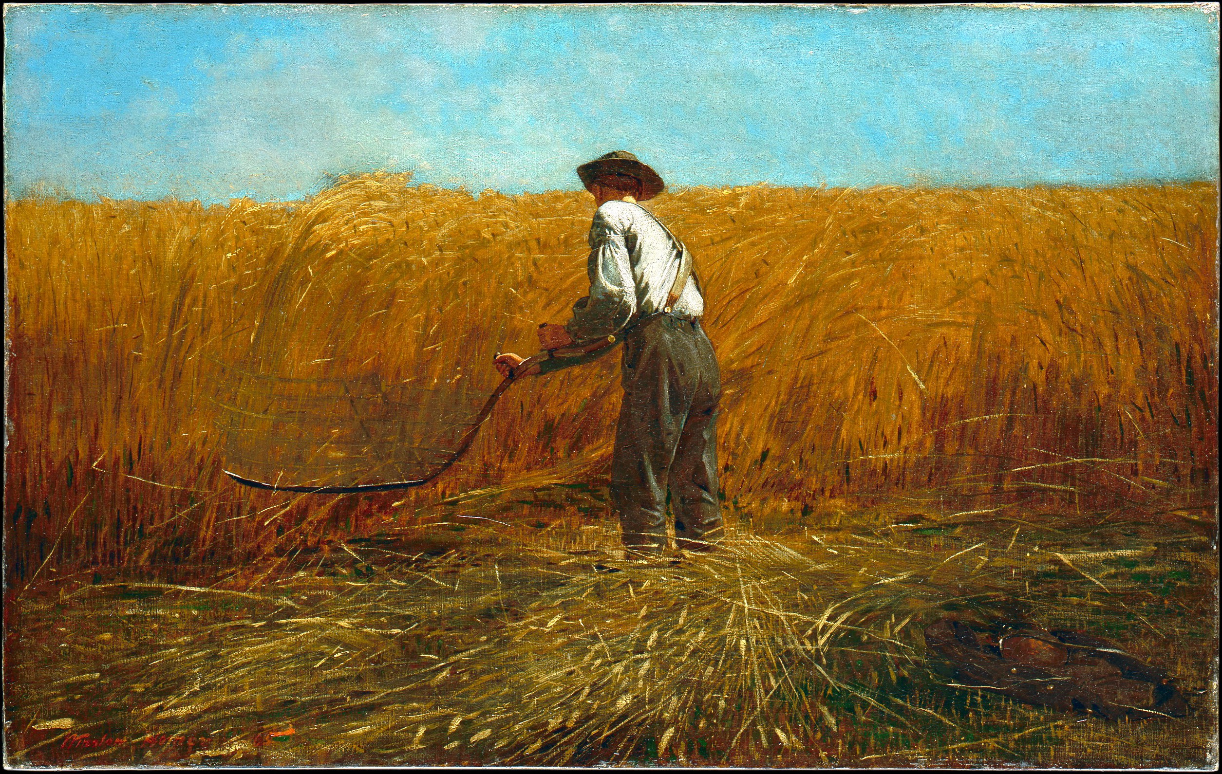 General 2509x1590 traditional art painting farmers field wheat scythe