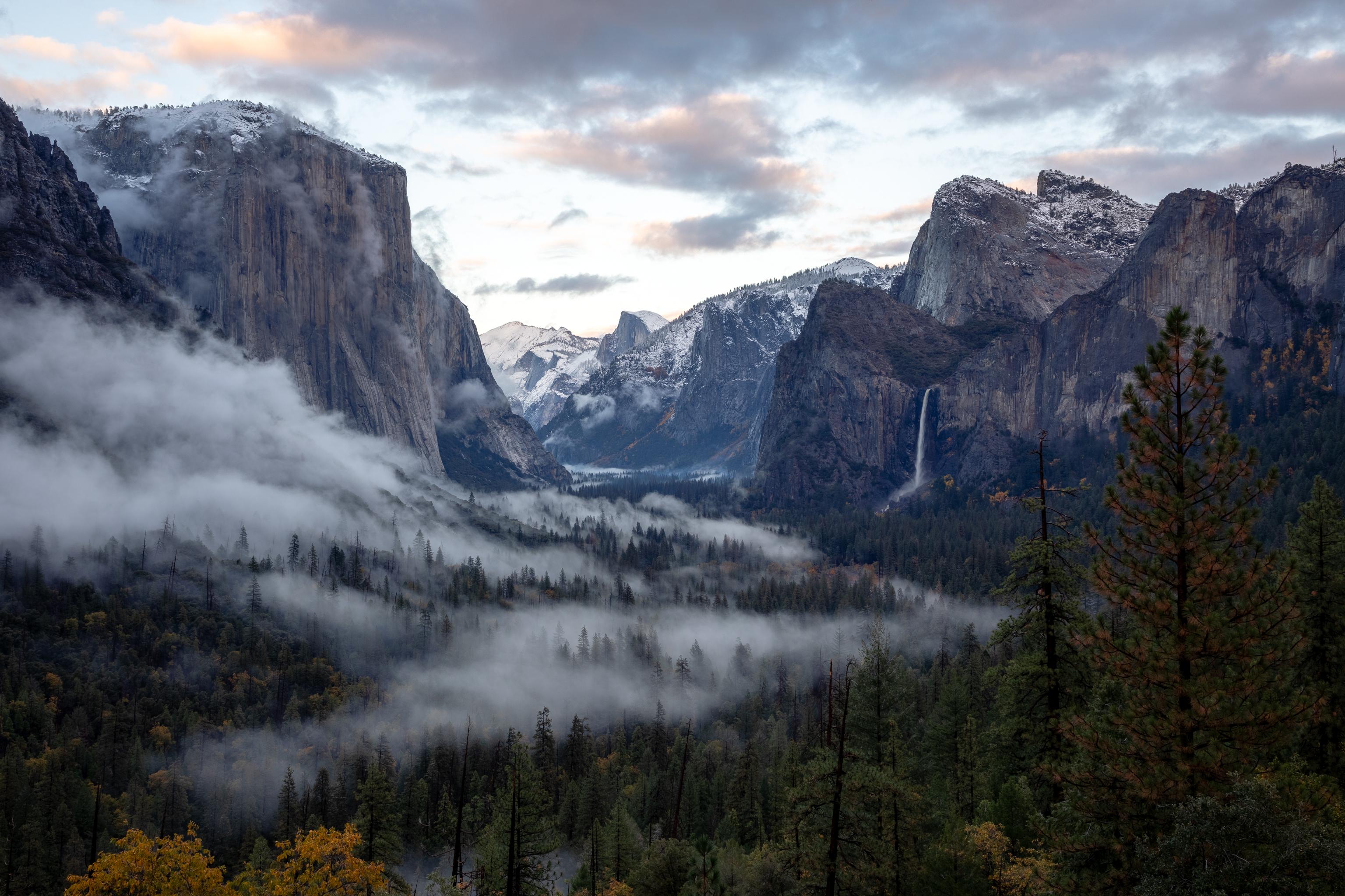 General 3072x2048 Yosemite National Park California USA landscape mountains nature forest mist fall Bridalveil Fall